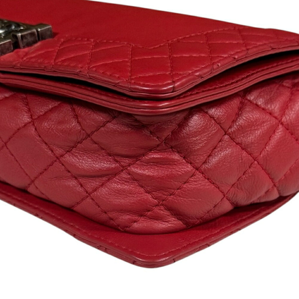 Chanel Boy Chanel Red Color Leather Shoulder Bag