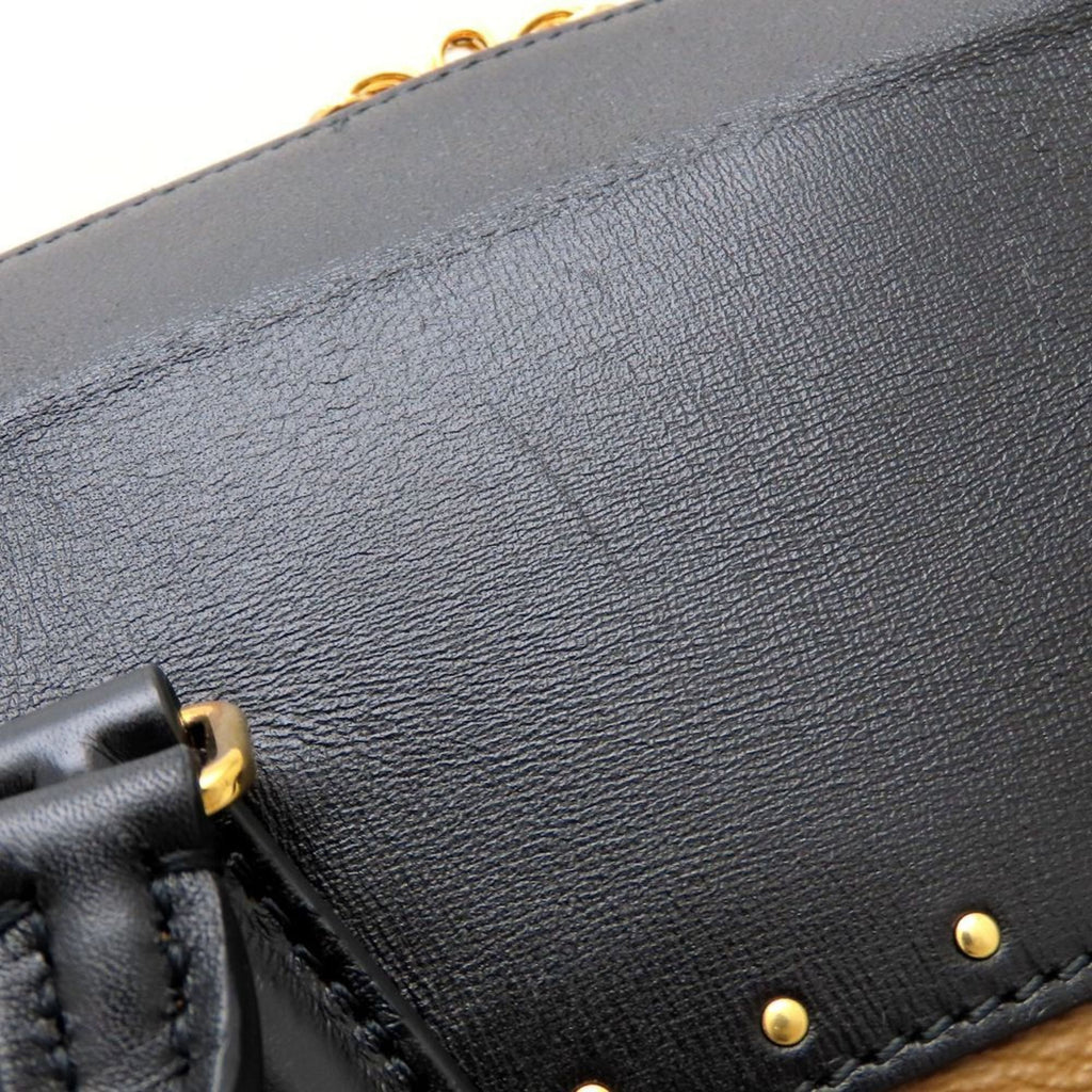 Louis Vuitton Black Brown Canvas Leather Handbag