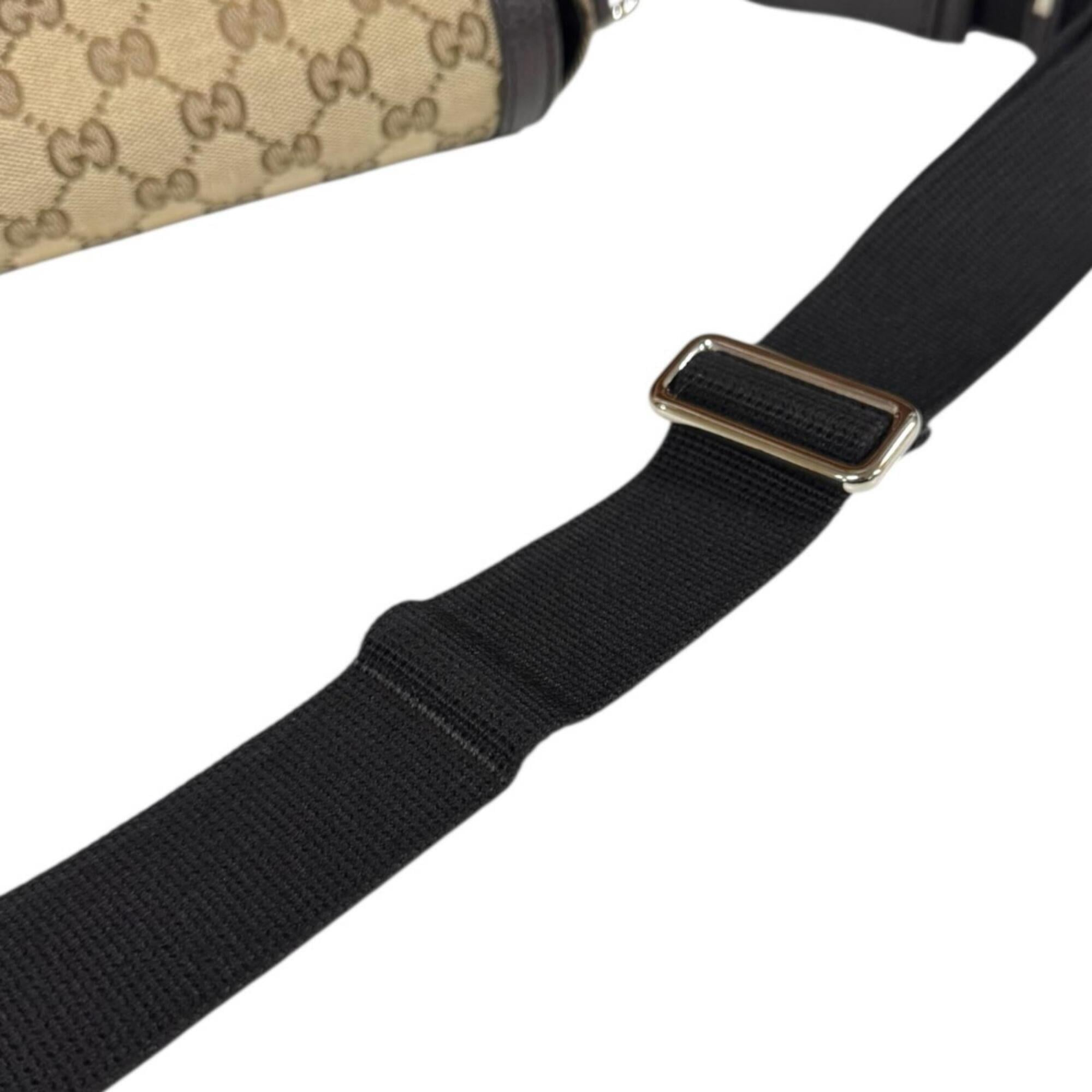 Gucci Beige Dark Brown Gg Canvas Leather Messenger Bag Shoulder Bag (Pre-Owned)