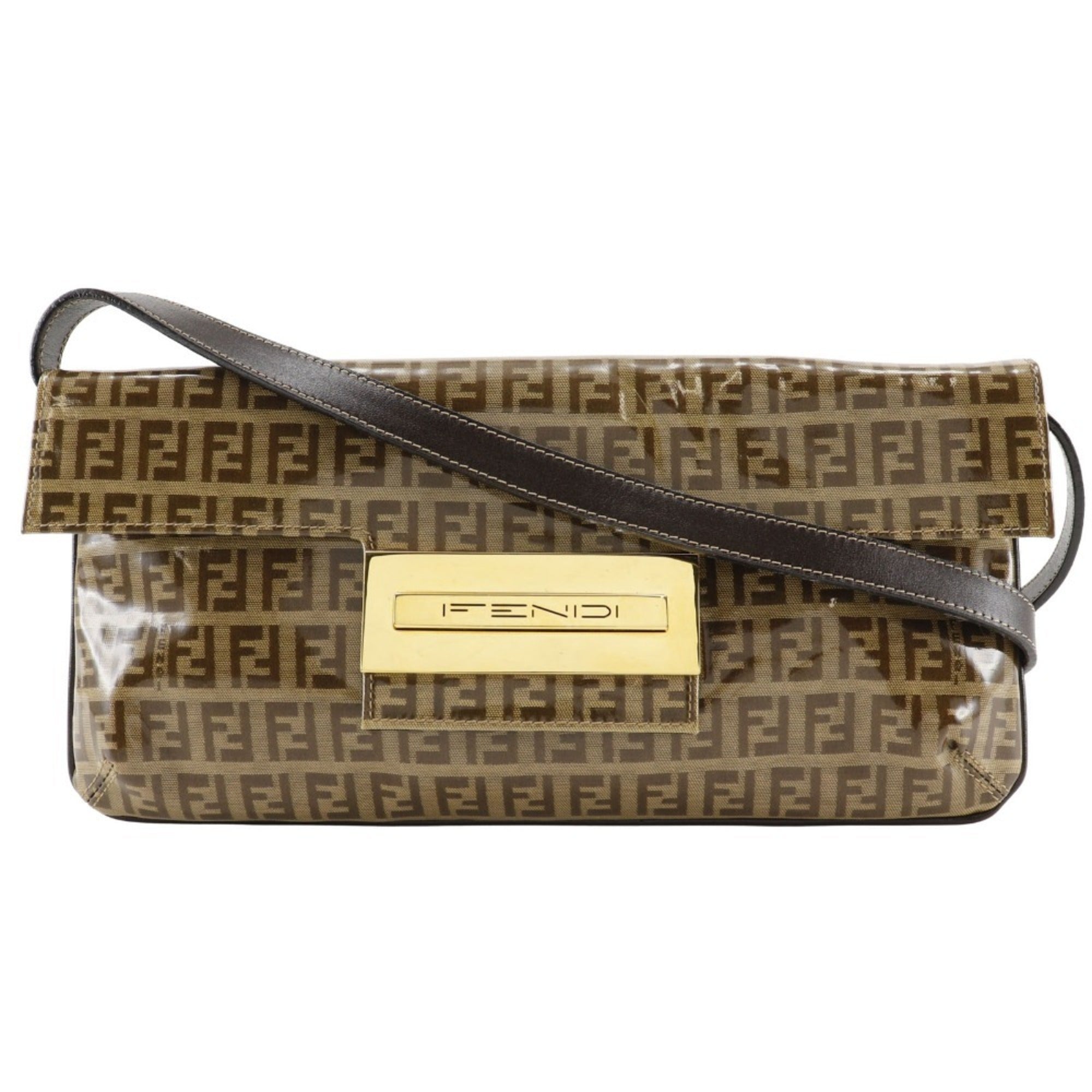 Fendi Brown Vinyl Shoulder Bag