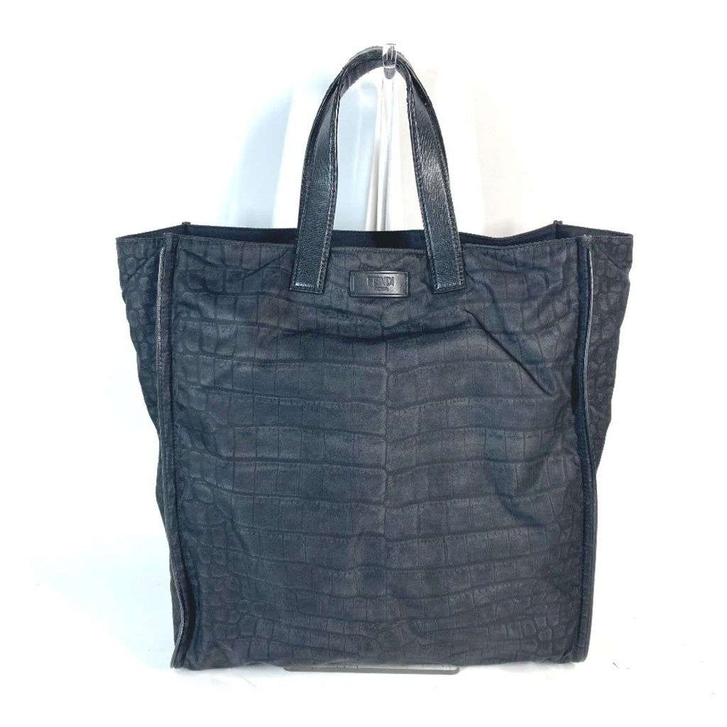 Fendi Black Nylon Leather Shoulder Bag Tote Bag