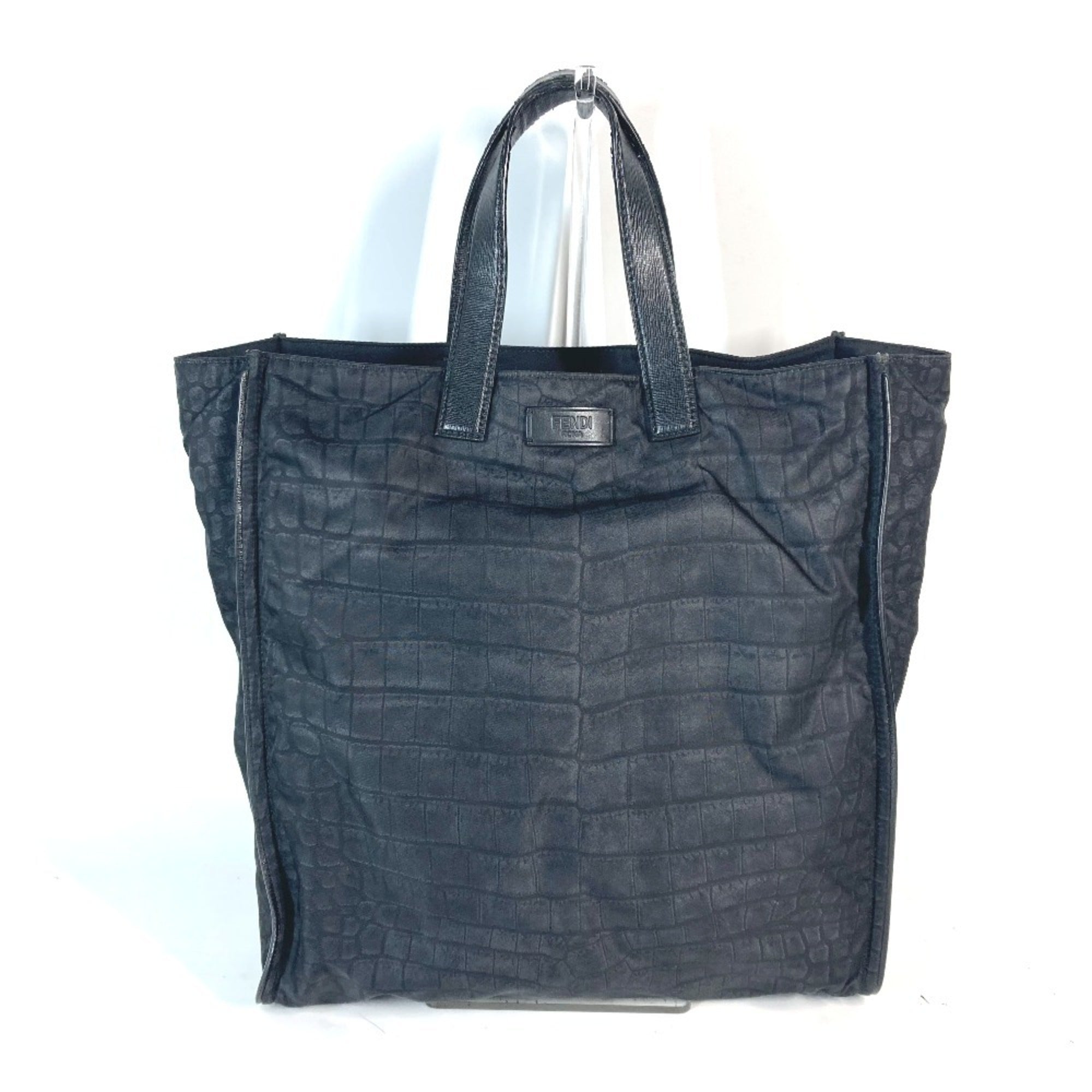 Fendi Black Nylon Leather Shoulder Bag Tote Bag
