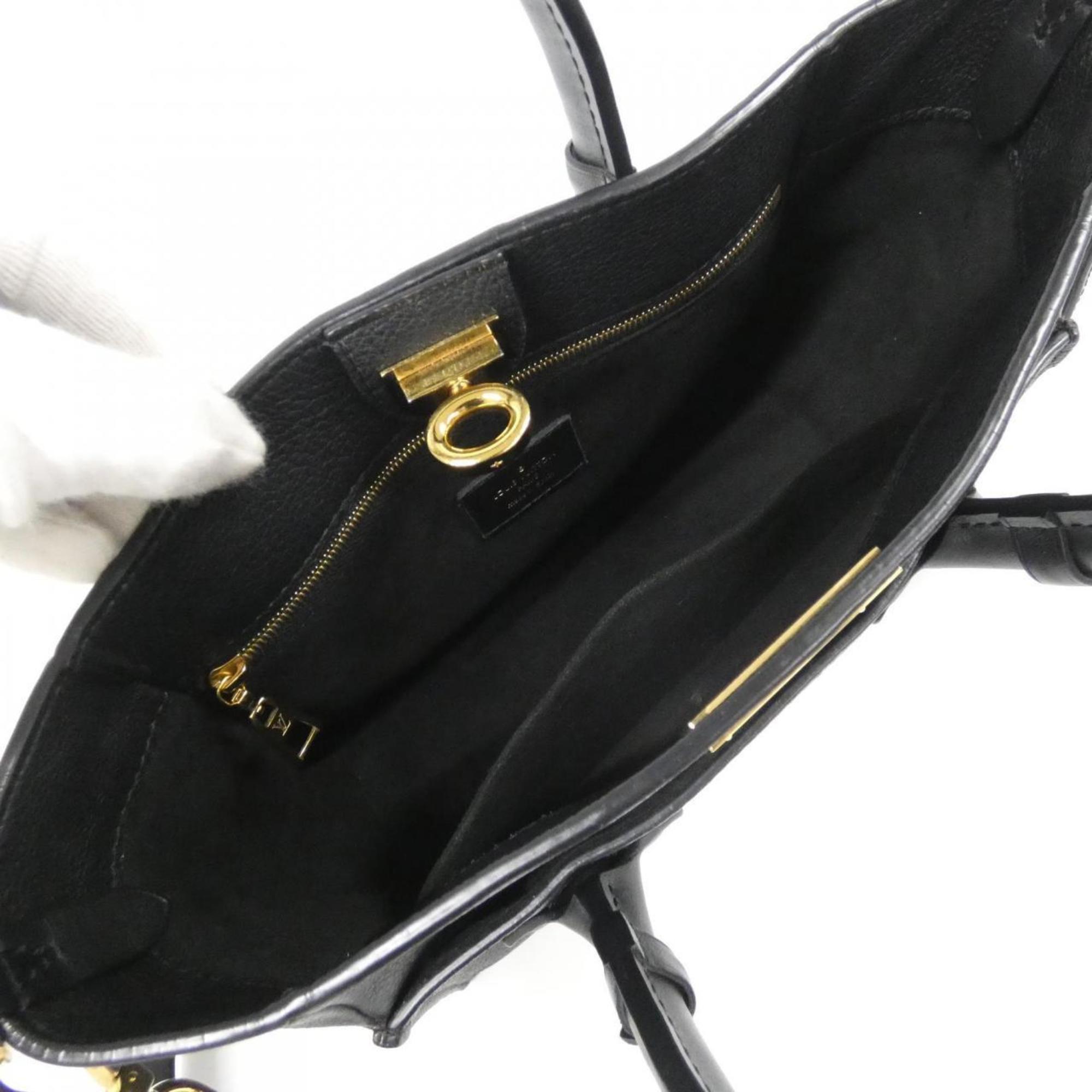 Louis Vuitton Black Leather Coated Canvas Handbag