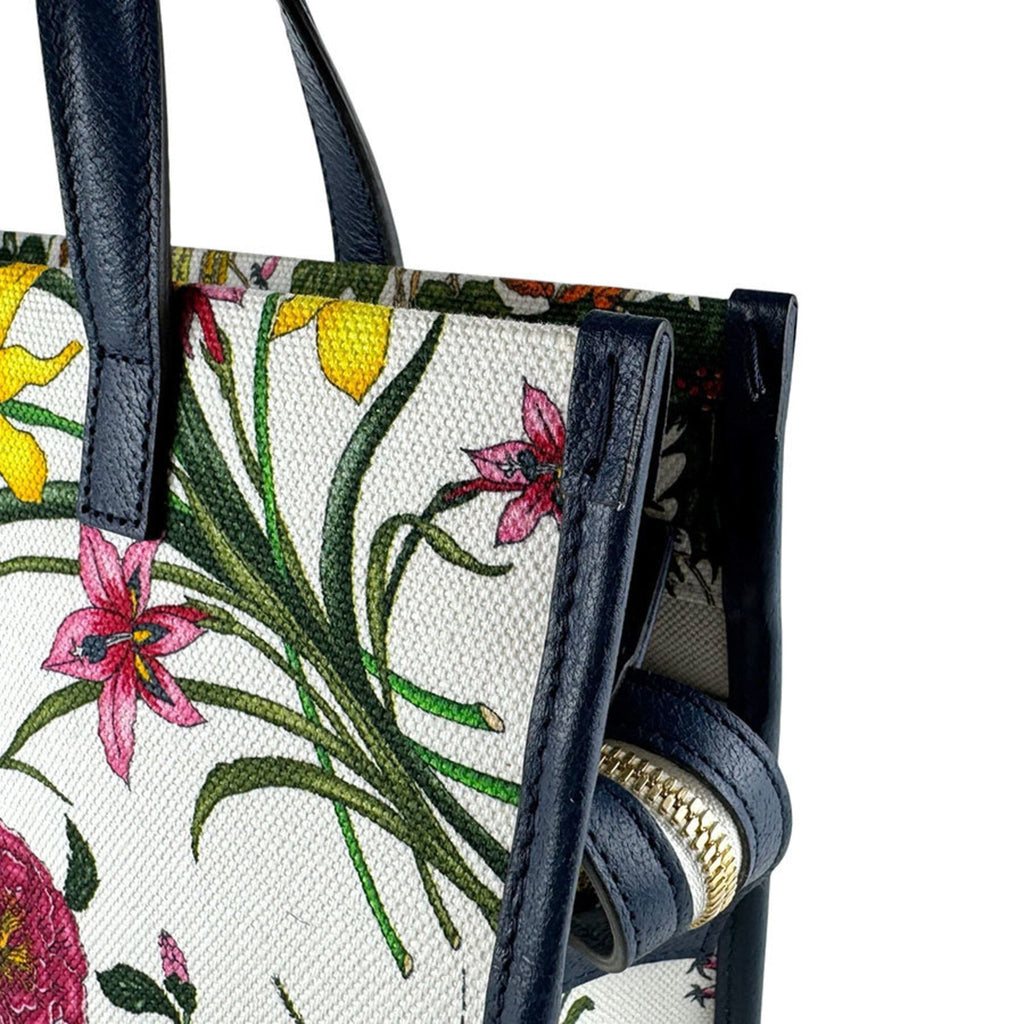 Gucci Multi-Color Navy Canvas Leather Handbag Shoulder Bag (Pre-Owned)