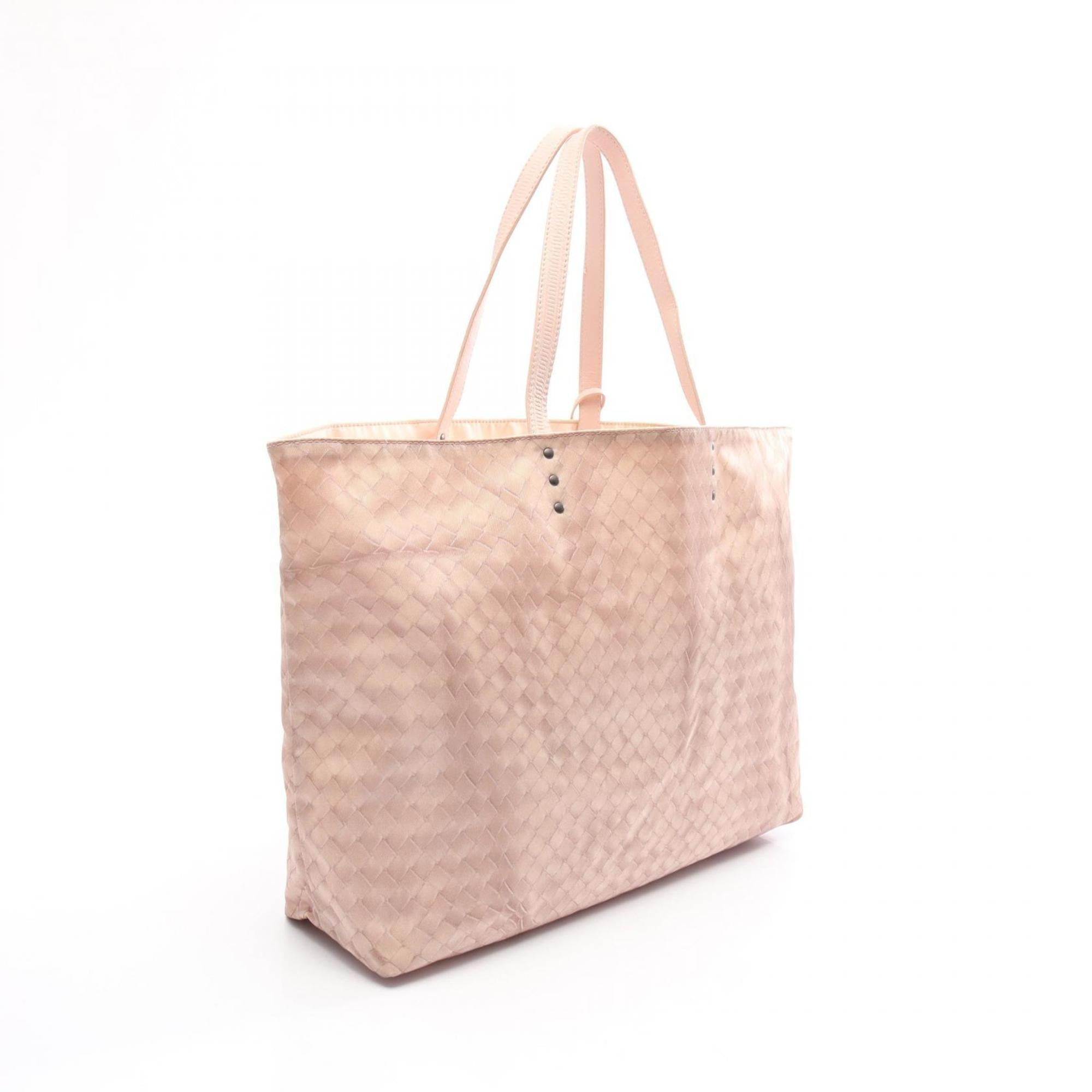 Bottega Veneta Pink Nylon Leather Tote Bag