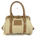 Louis Vuitton Beige Canvas Leather Handbag Shoulder Bag Tote Bag