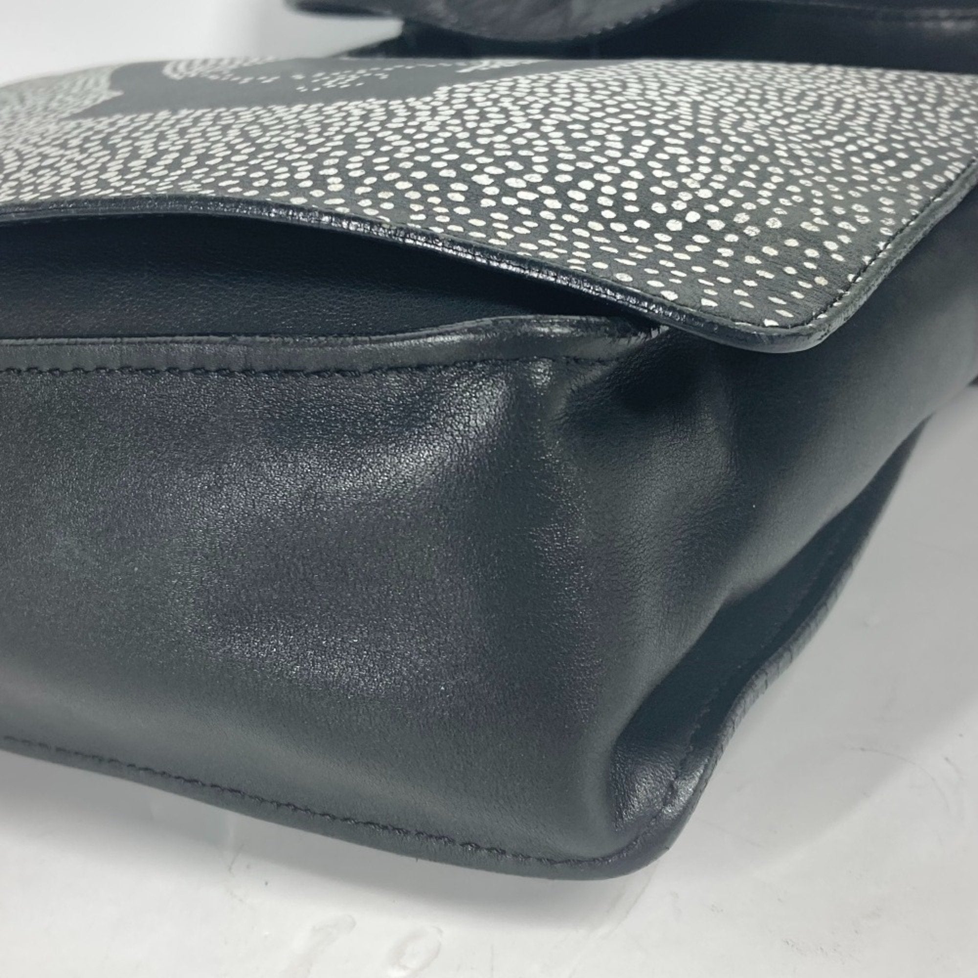 Chanel Black White Leather Shoulder Bag