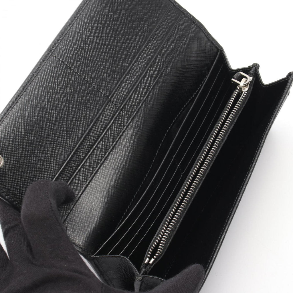 Prada Black Leather Nylon Long Wallet (Bi-Fold)