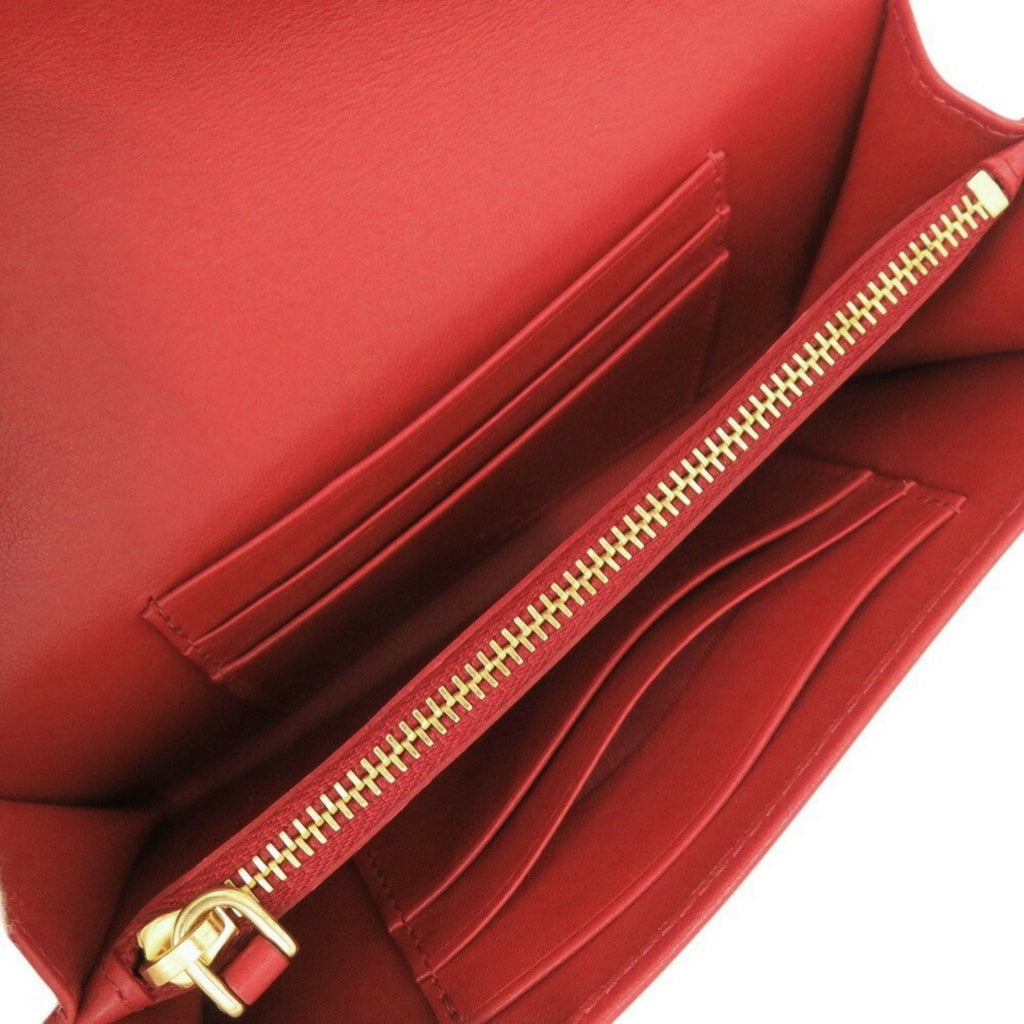 Prada Red Color Nylon Leather Chain/Shoulder Wallet