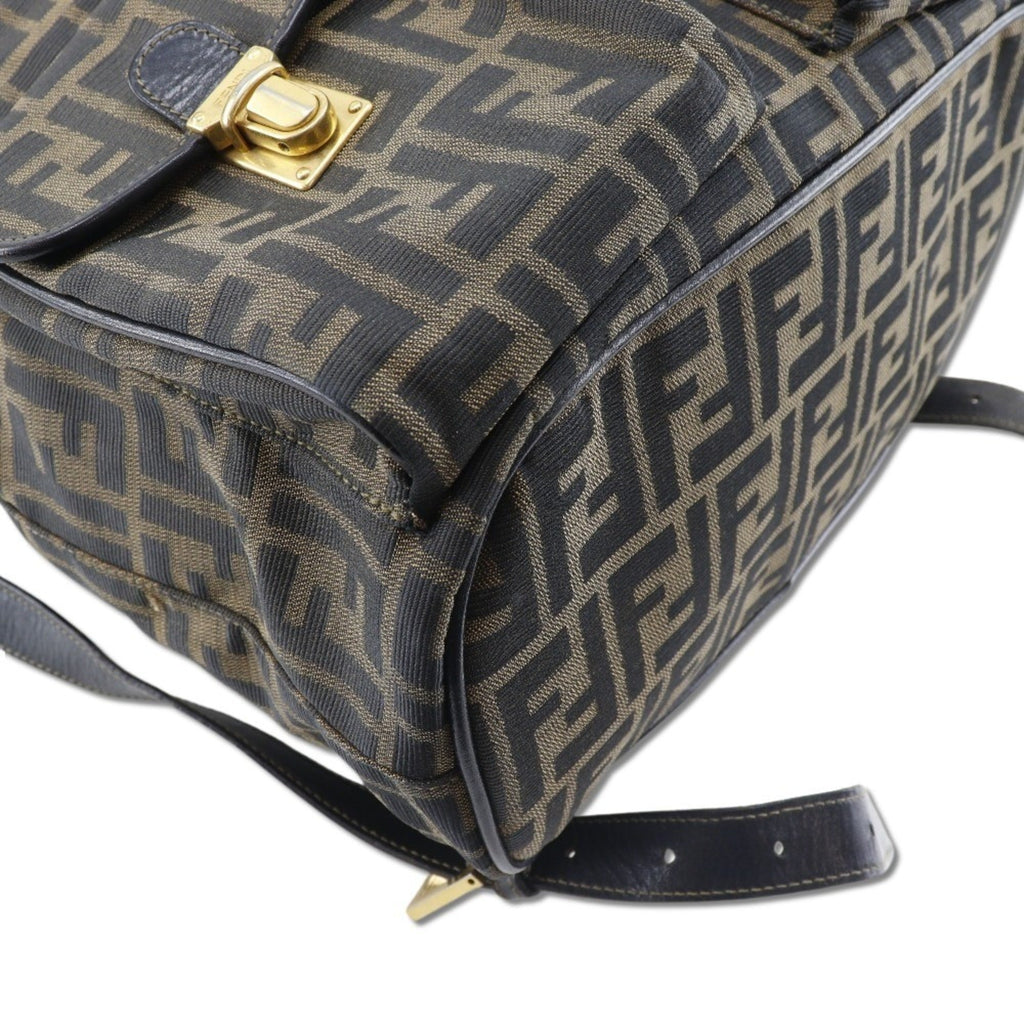 Fendi Brown Canvas Leather Backpack