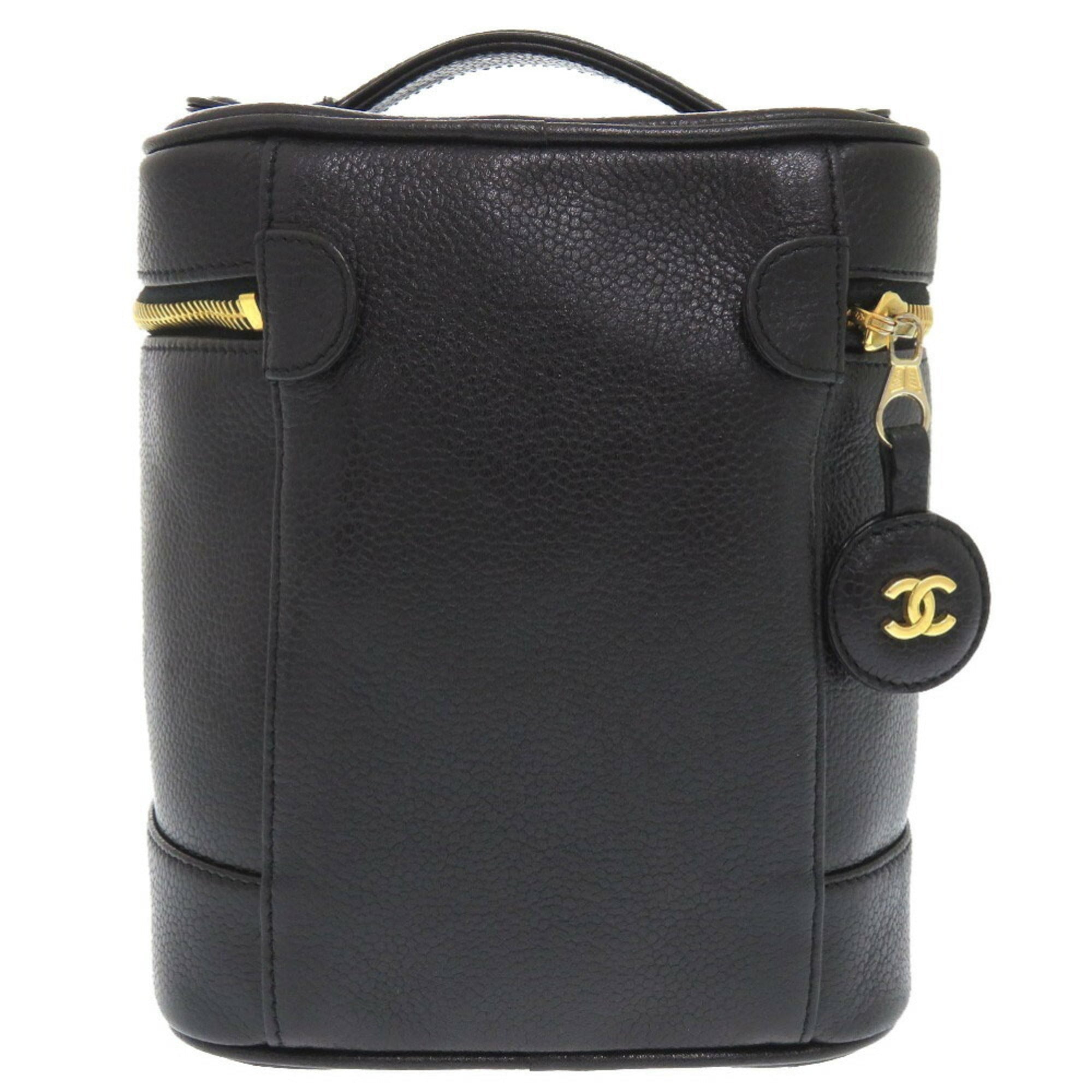 Chanel Black Grained Calfskin Handbag Vanity Bag
