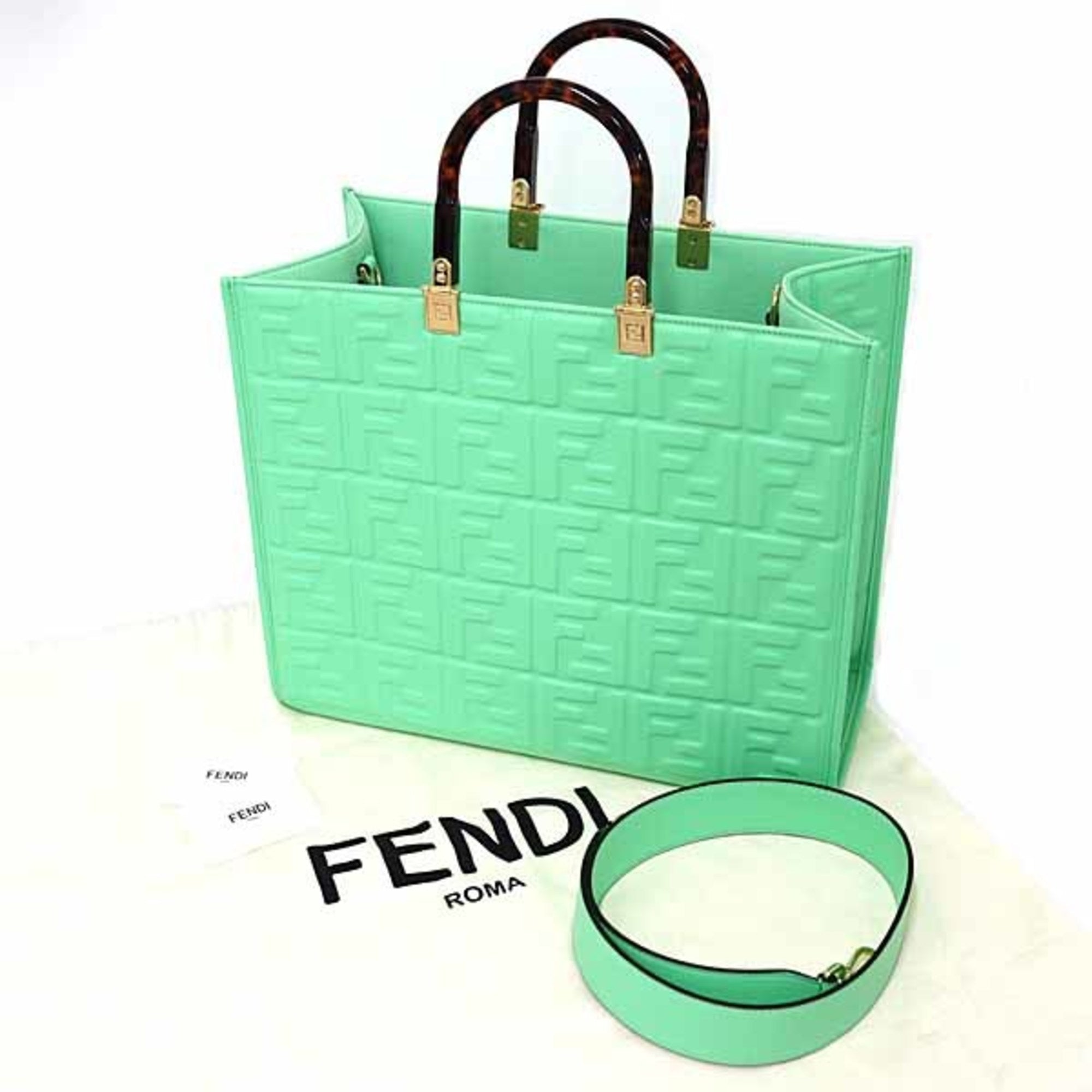 Fendi Black Leather Shoulder Bag Tote Bag