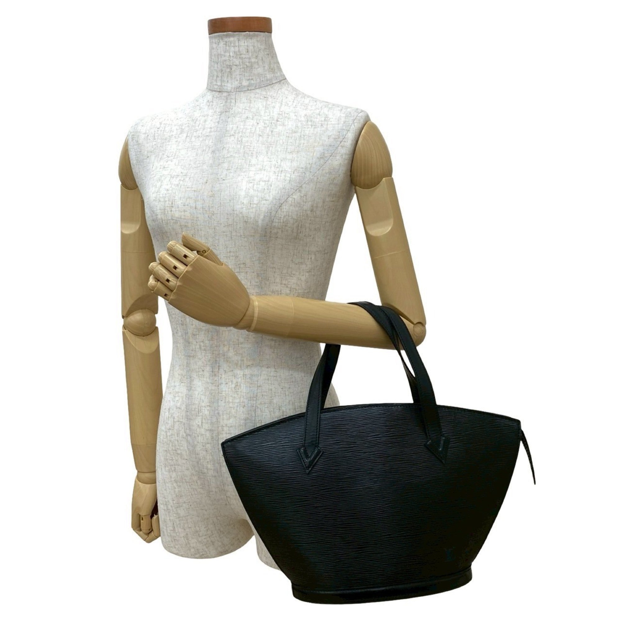 Louis Vuitton Black Leather Handbag Tote Bag