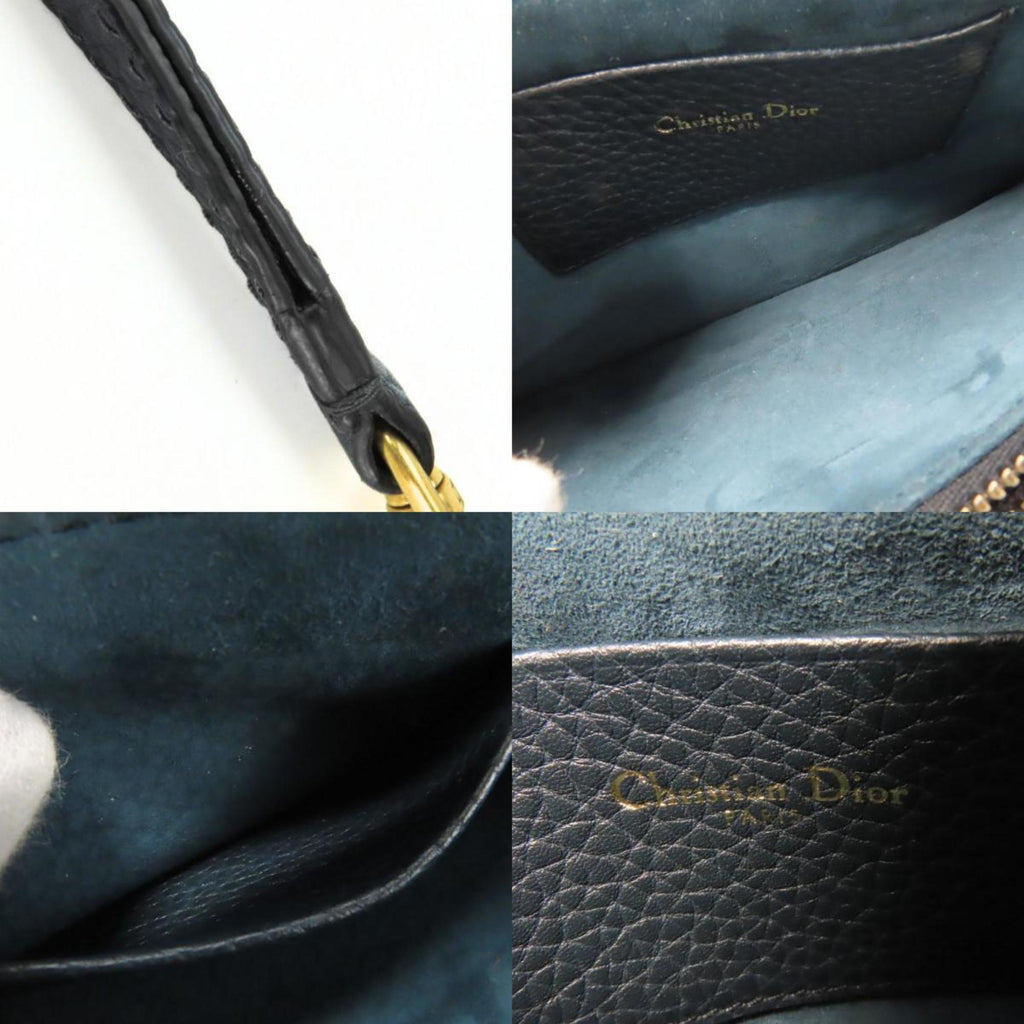 Christian Dior Navy Leather Clutch Bag Pouch (Pre-Owned)