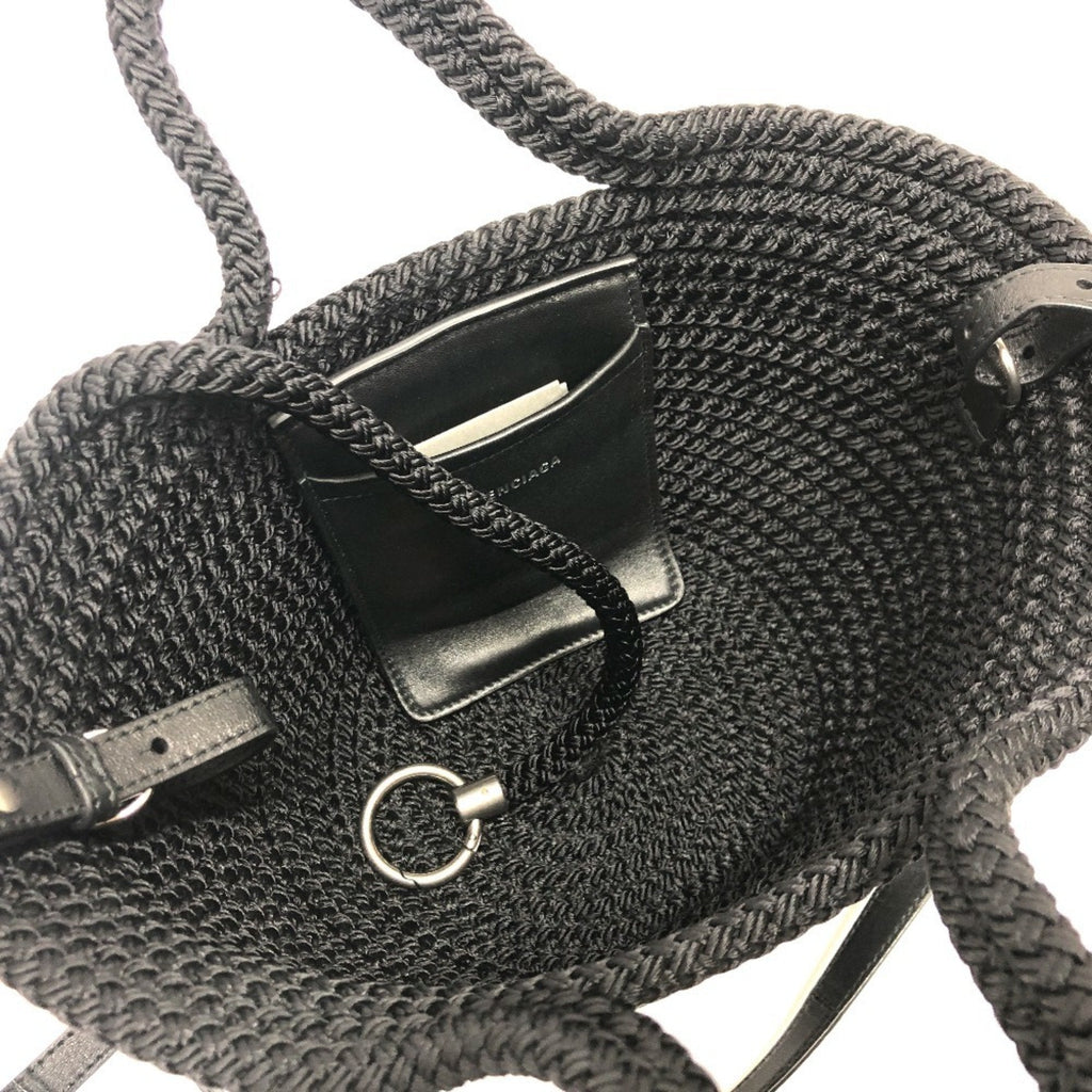 Balenciaga Black Nylon Leather Basket Shoulder