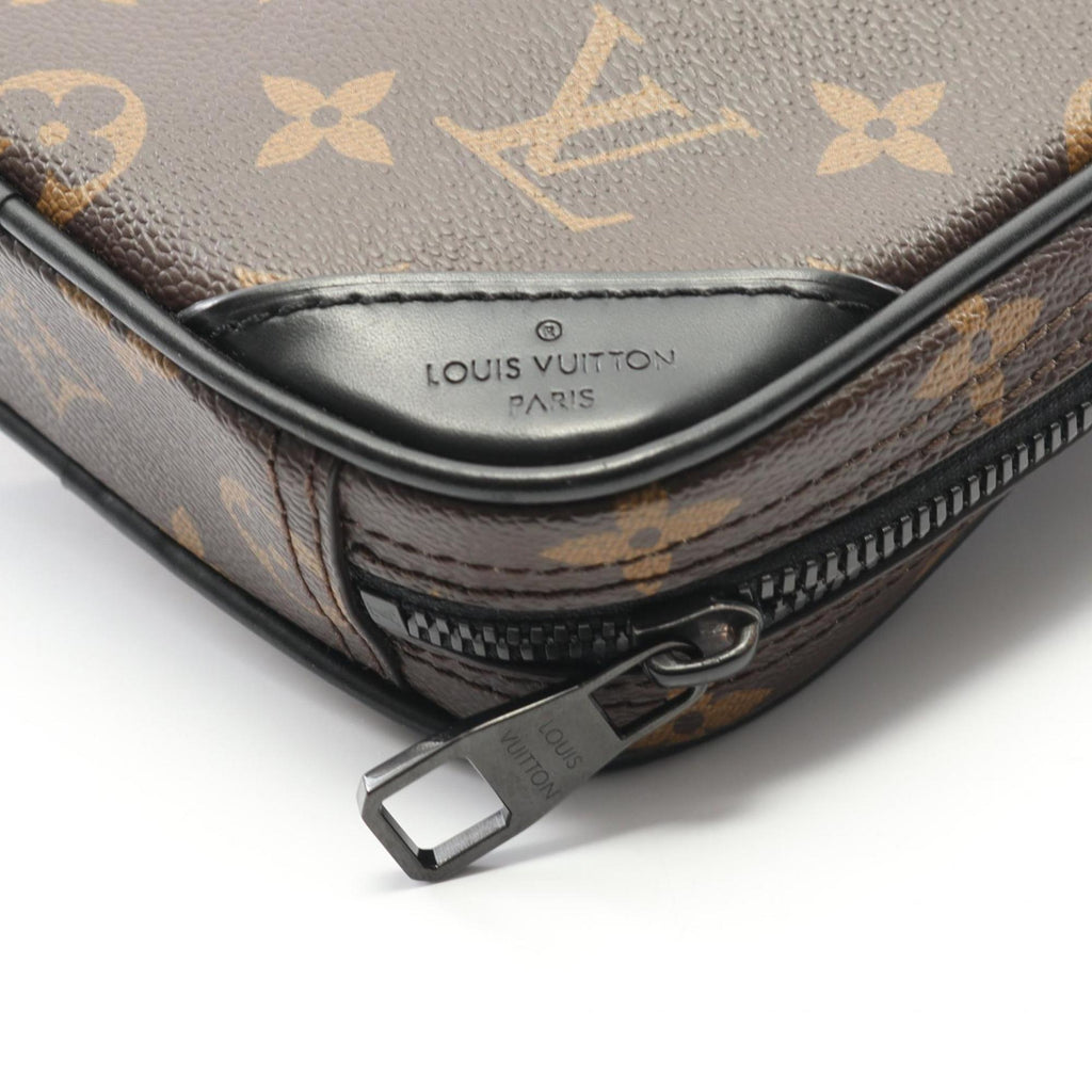 Louis Vuitton Black Brown Monogram Macassar Coated Canvas Leather Fanny Pack Sling Bag
