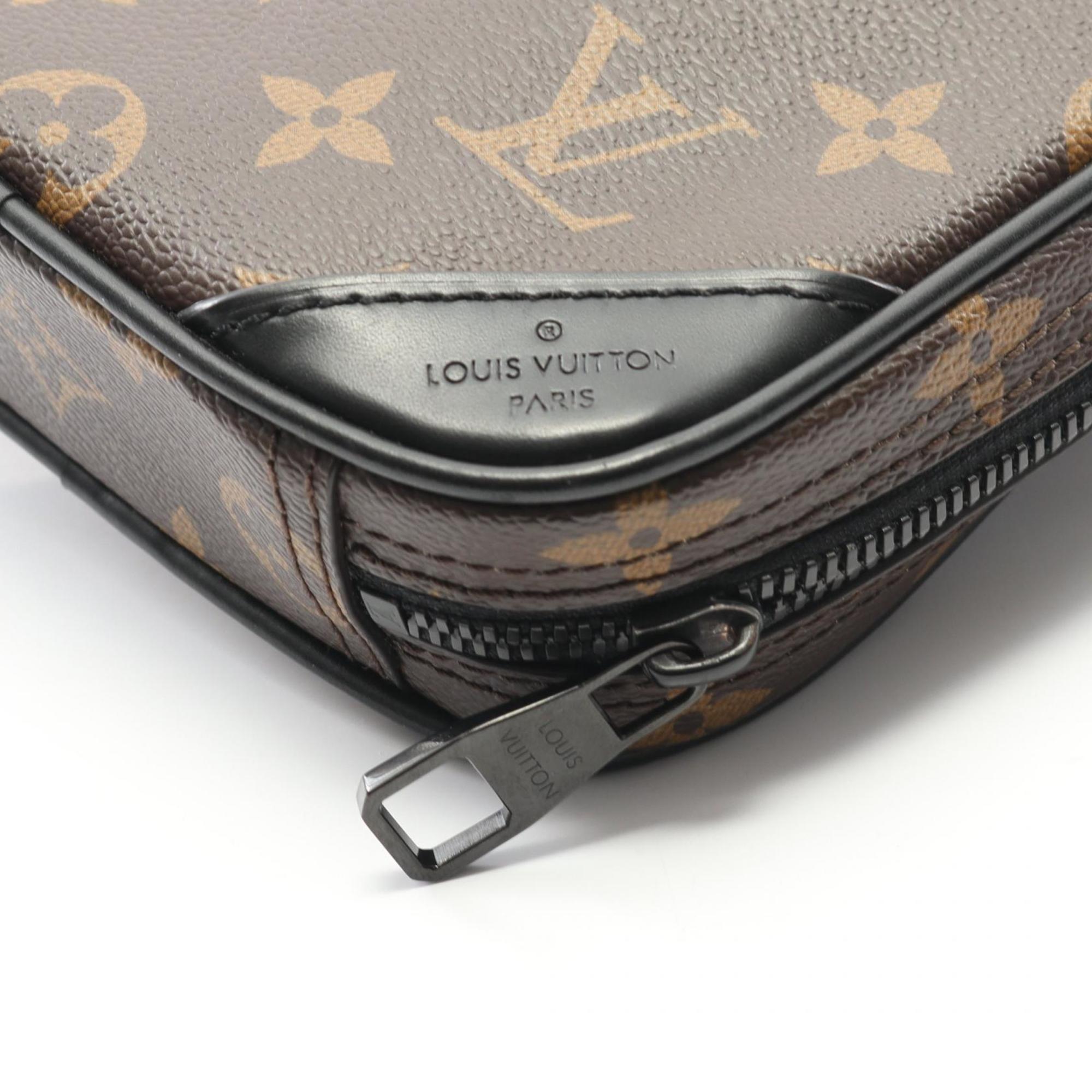 Louis Vuitton Black Brown Monogram Macassar Coated Canvas Leather Fanny Pack Sling Bag