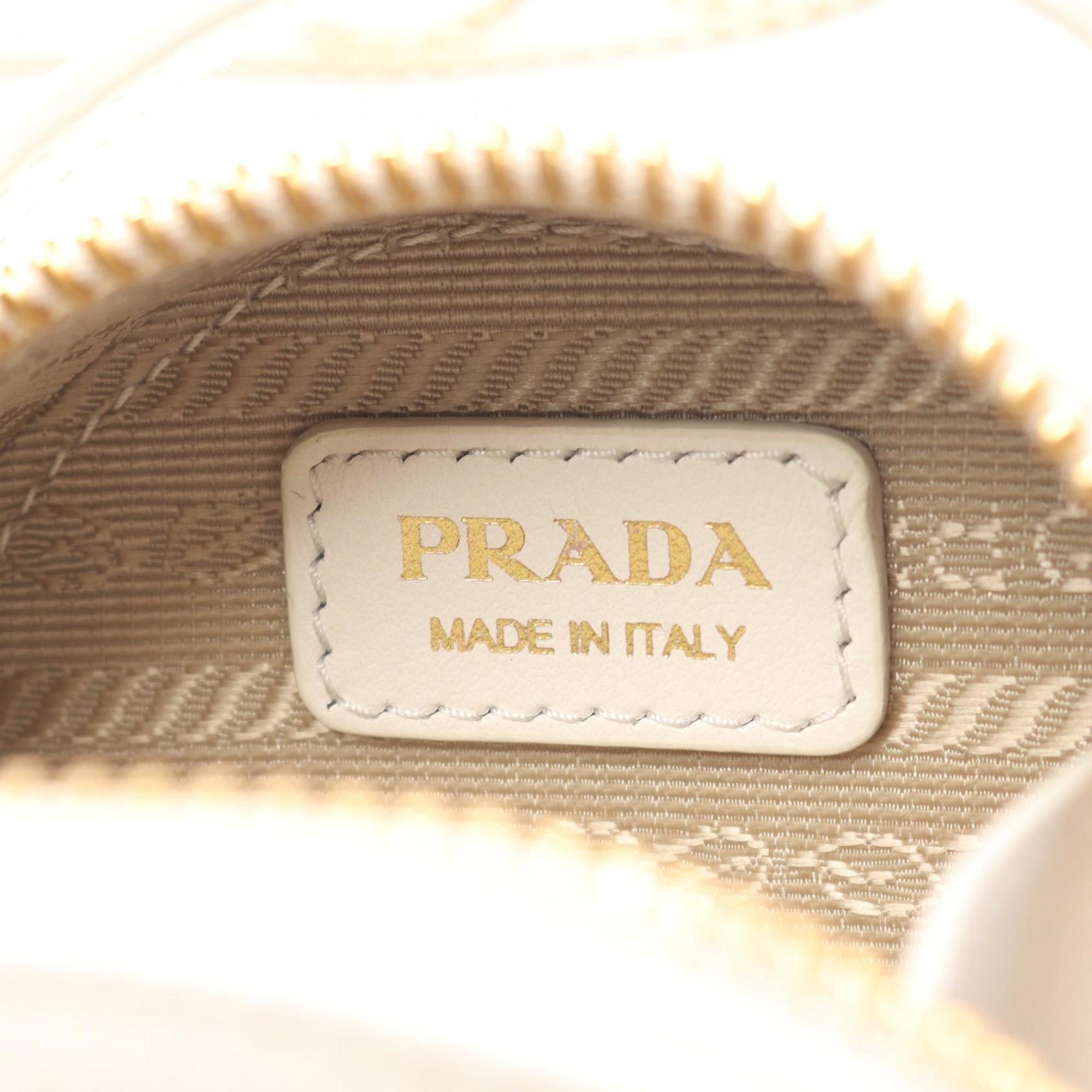 Prada Saffiano White Saffiano Triangle Pouch Shoulder Bag