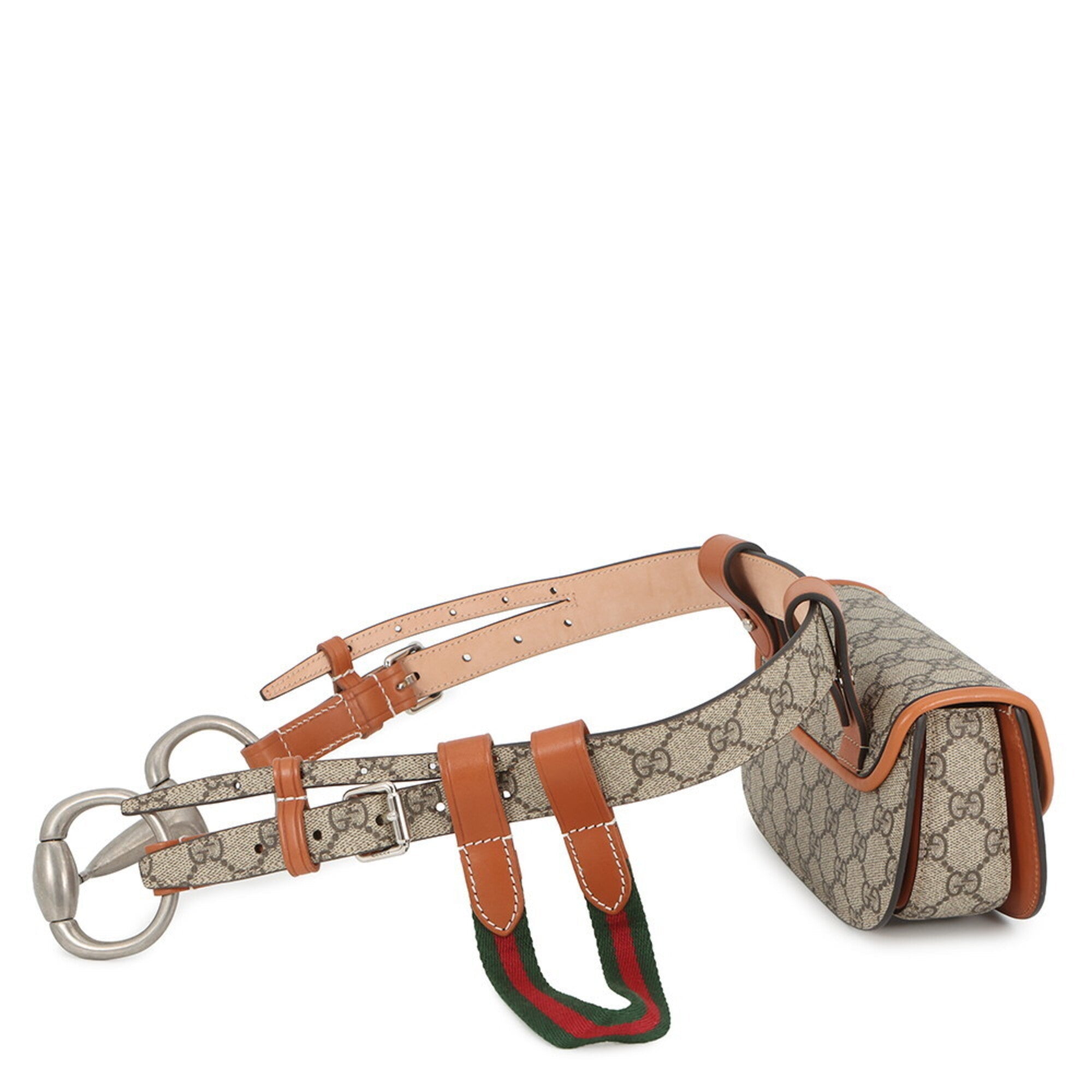 Gucci Beige Brown Gg Supreme Leather Fanny Pack Handbag (Pre-Owned)