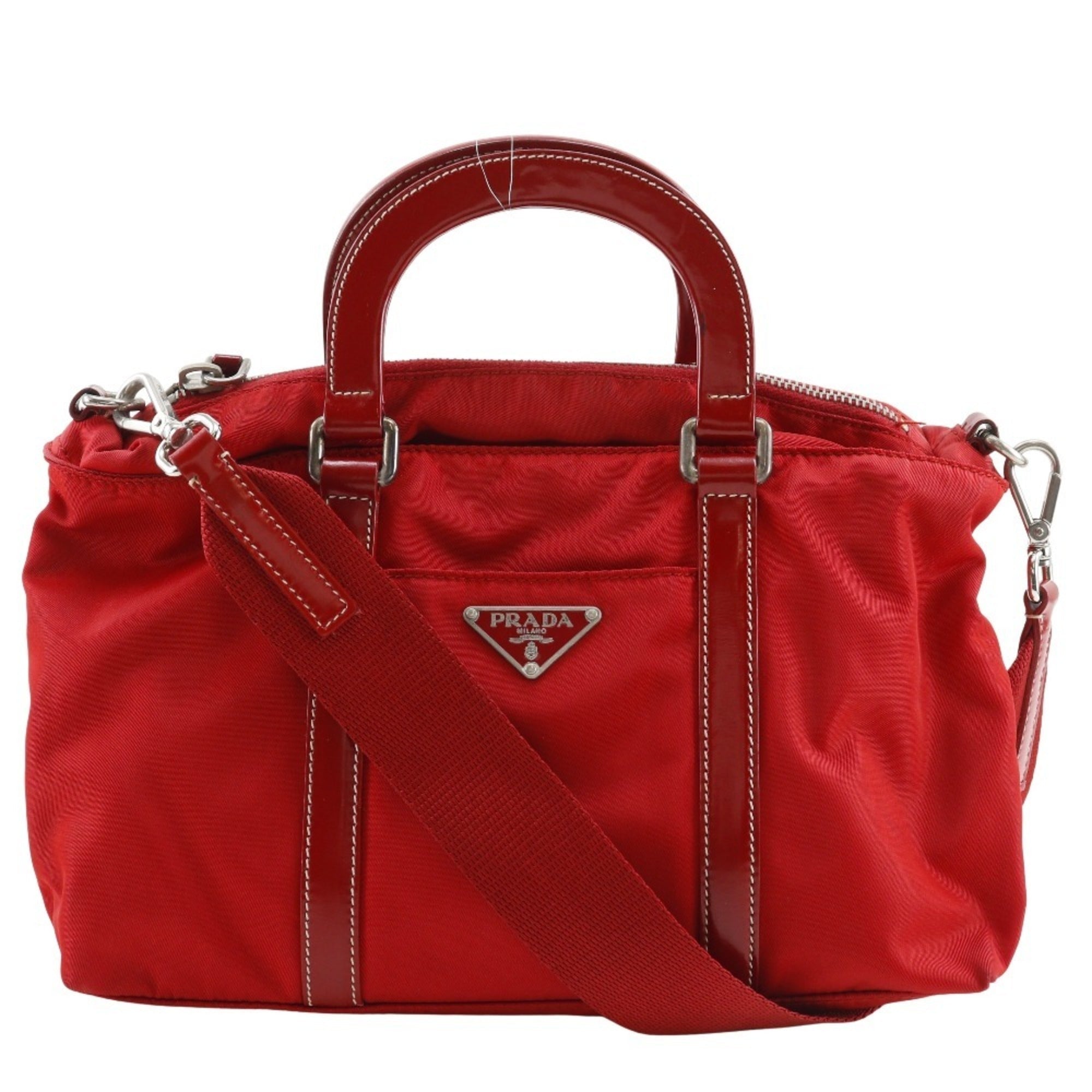 Prada Red Color Nylon Handbag
