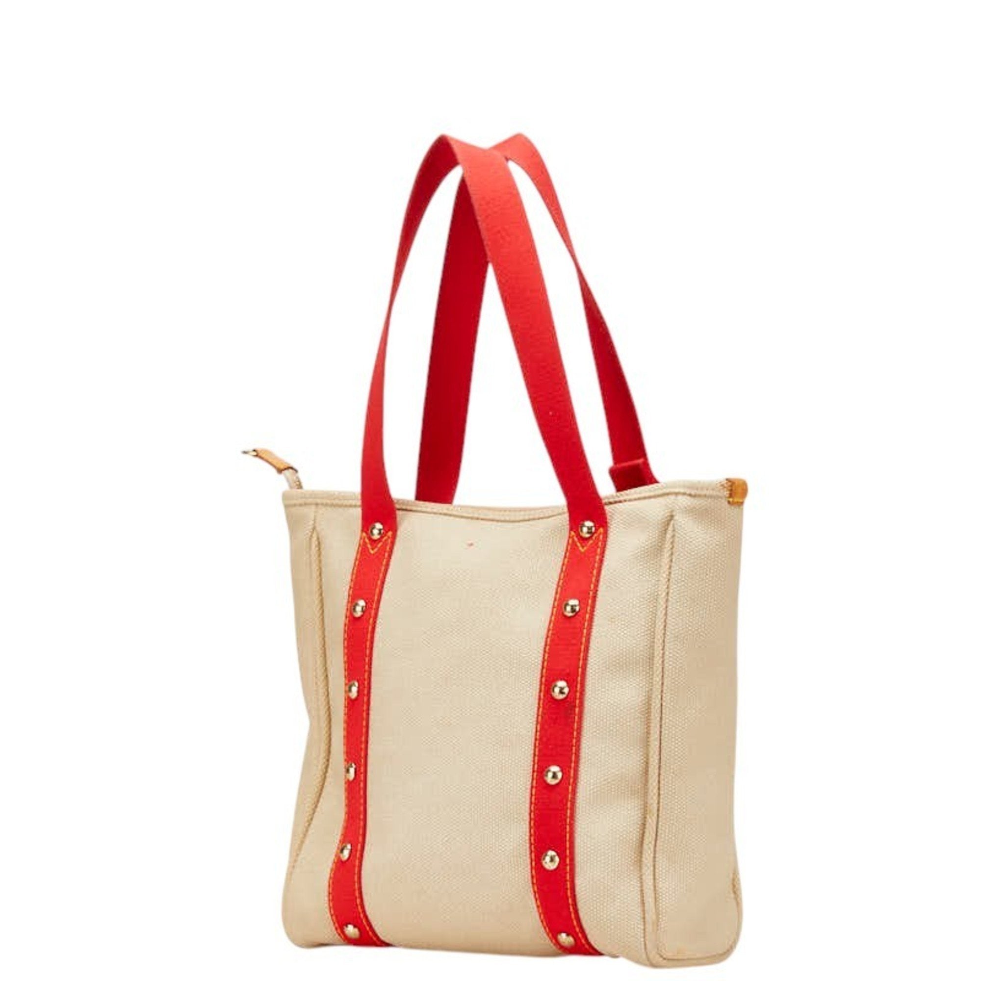 Louis Vuitton Antigua Beige Red Color Canvas Shoulder Bag Tote Bag