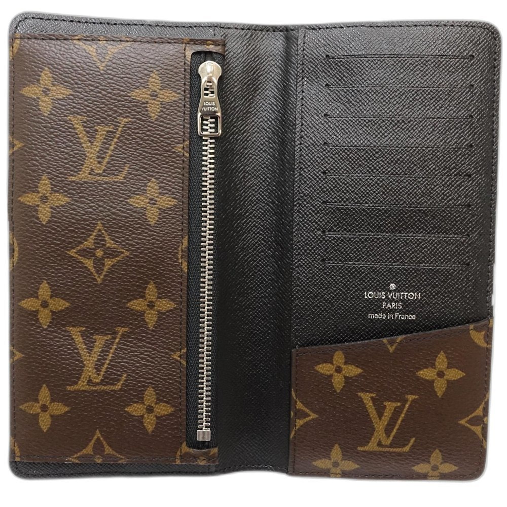 Louis Vuitton Black Brown Monogram Macassar Canvas Long Wallet