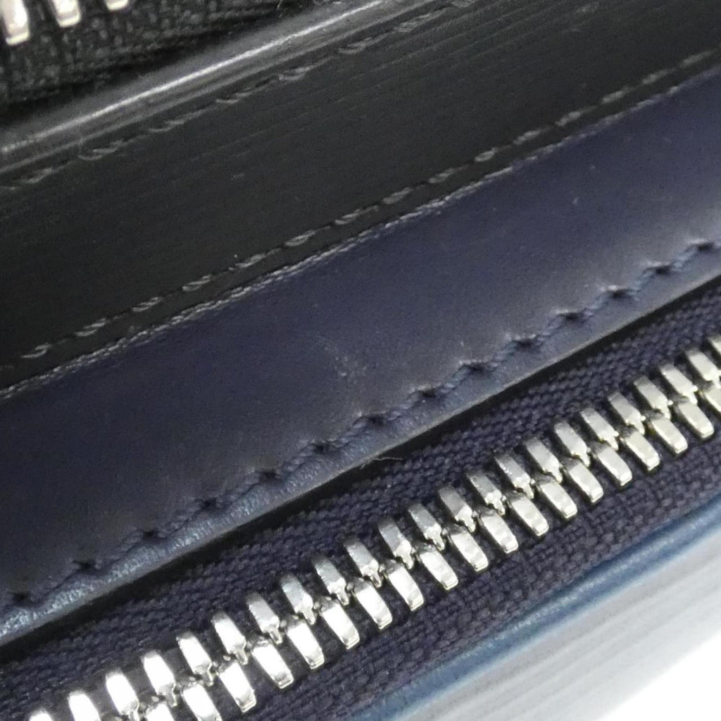 Louis Vuitton Black Blue Leather Coated Canvas Shoulder Bag