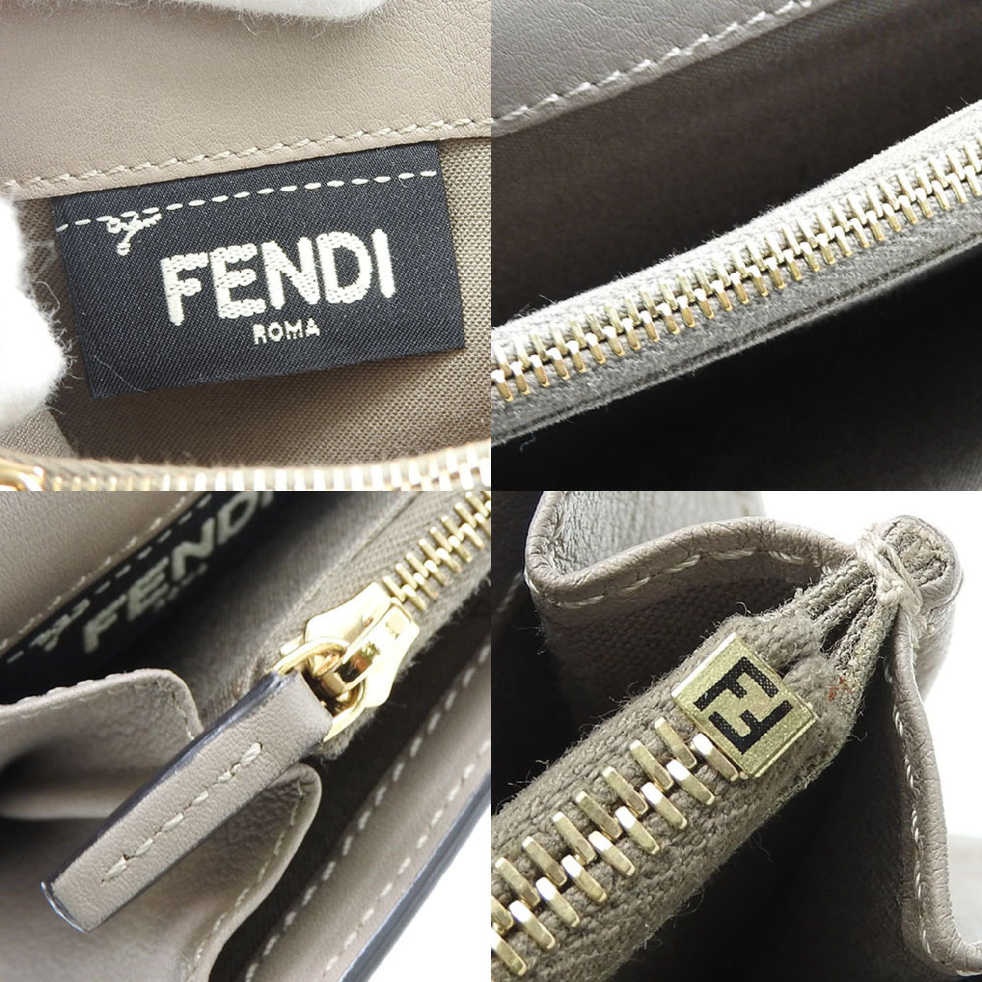 Fendi Beige Grayish Leather Wallet (Bi-Fold)
