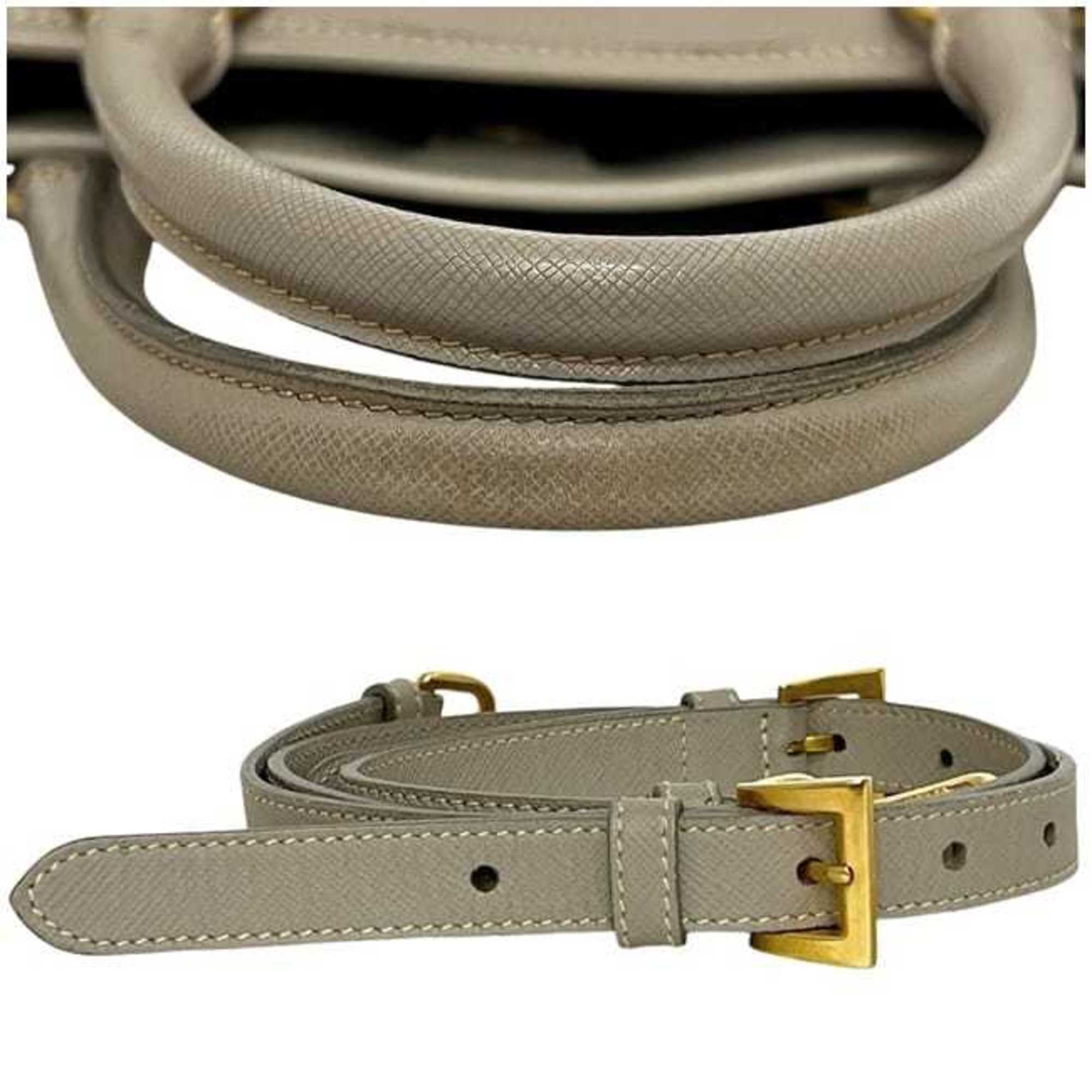 Prada Saffiano Beige Leather Handbag Shoulder Bag