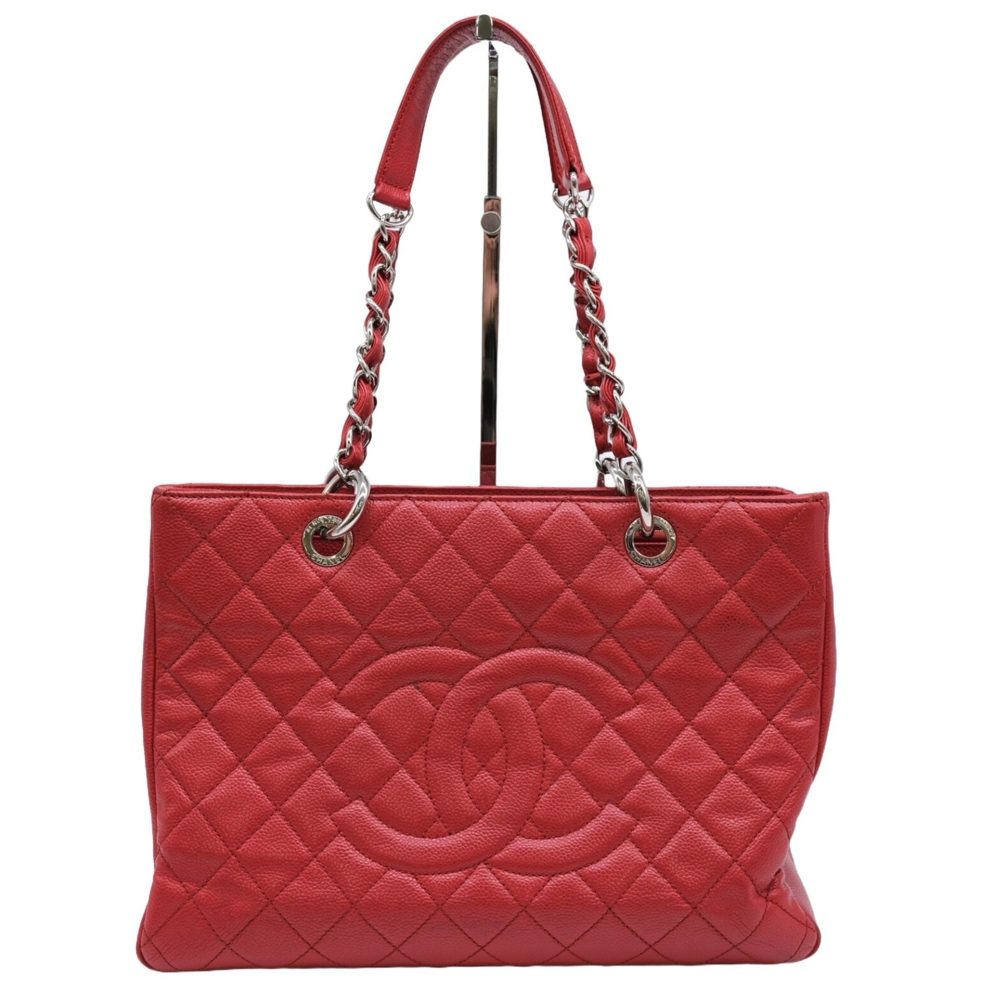 Chanel Red Color Caviar Leather Tote Bag