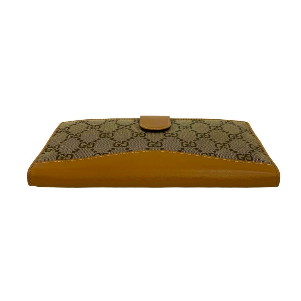 Gucci Beige Canvas Leather Long Wallet (Bi-Fold) (Pre-Owned)