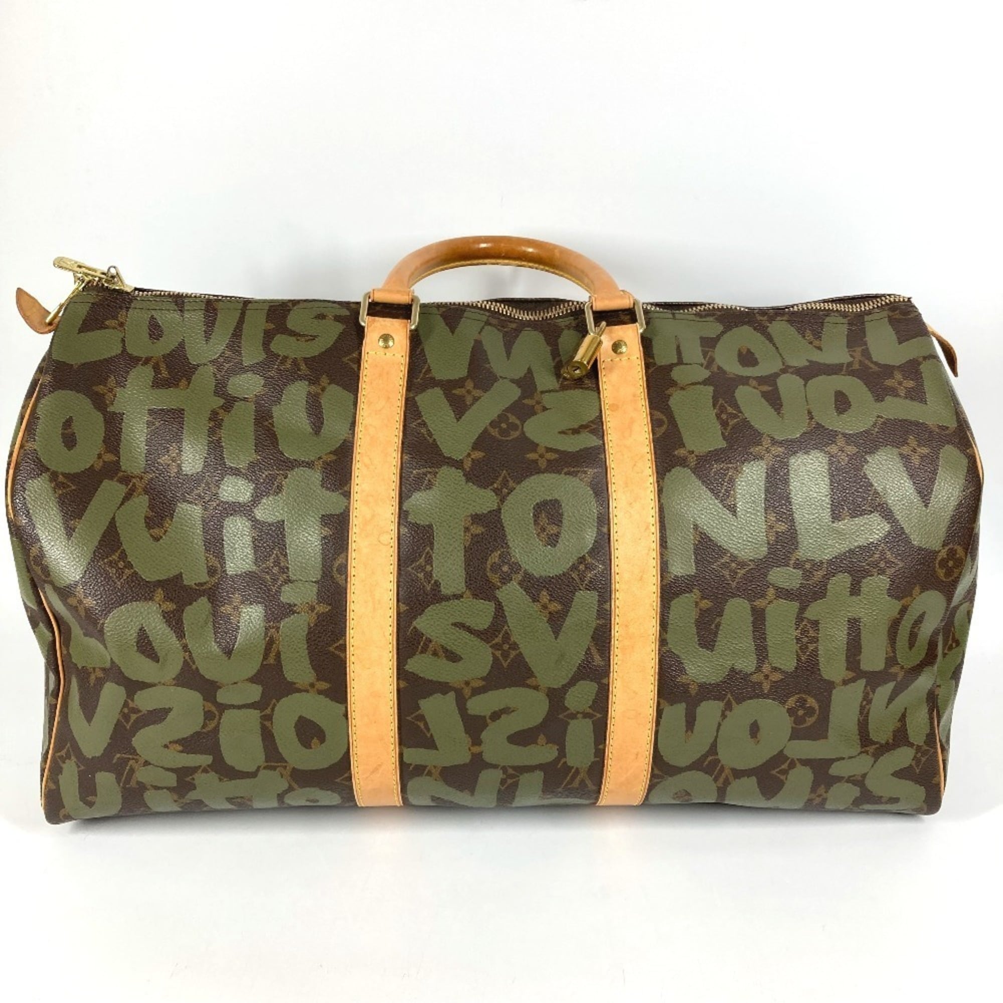 Louis Vuitton Monogram Graffiti Brown Khaki Monogram Graffiti Boston Bag Handbag