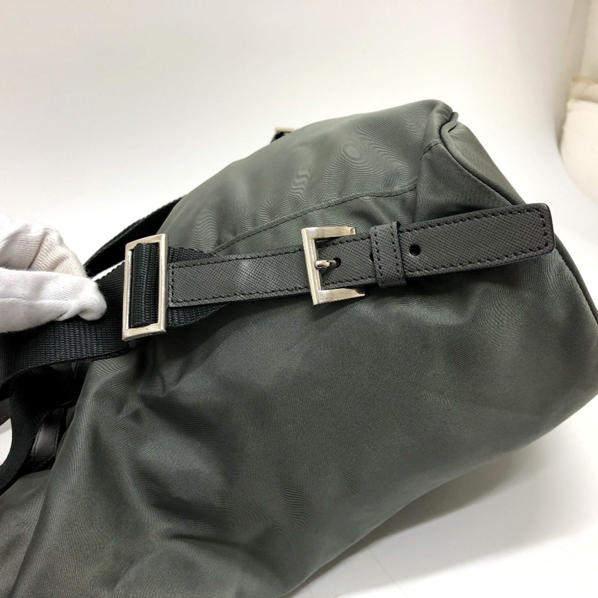Prada Gray Leather Backpack