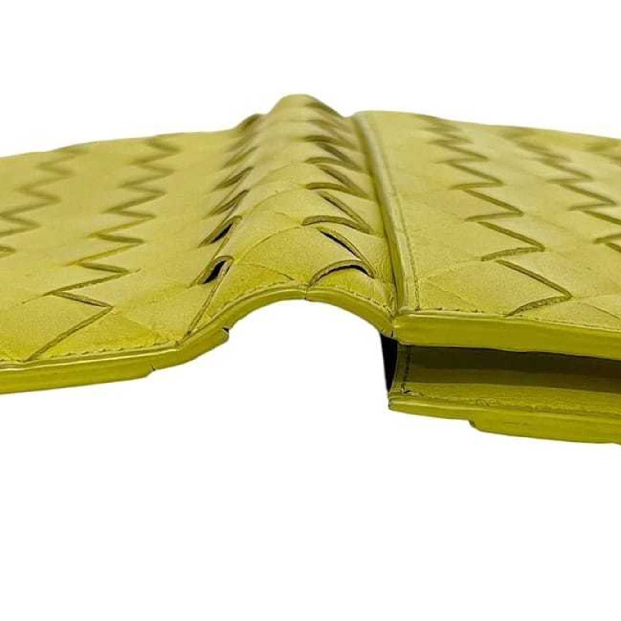 Bottega Veneta Yellow Leather Long Wallet (Bi-Fold)