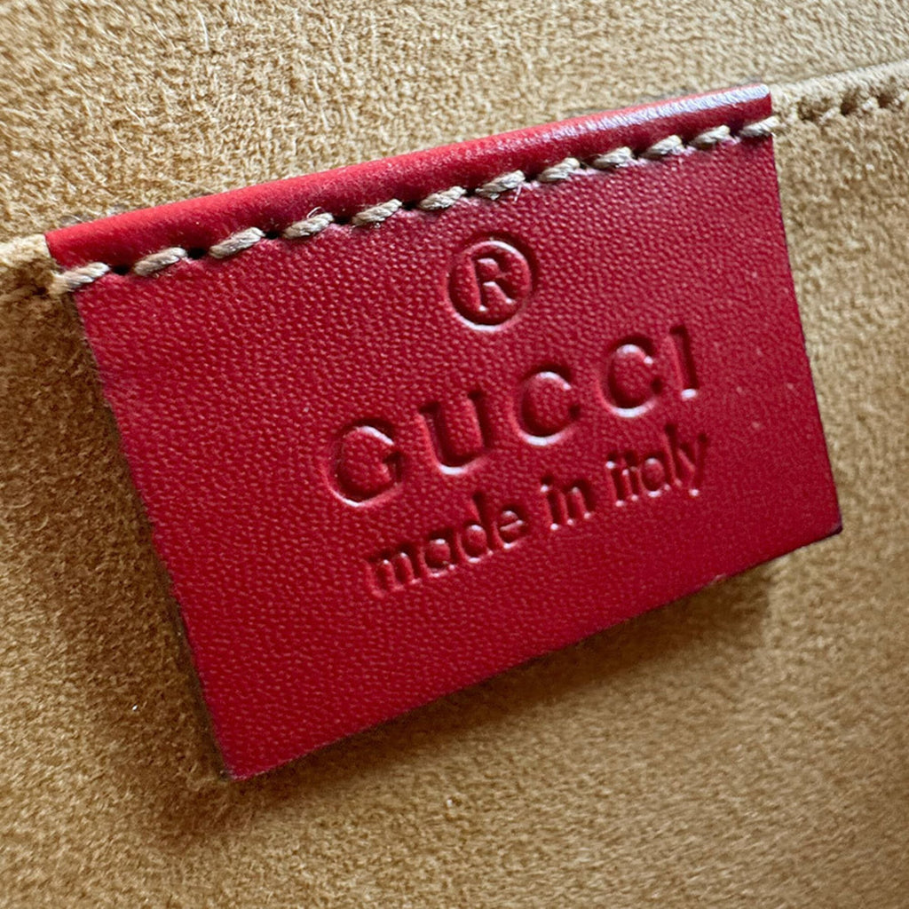 Gucci Navy Red Color Leather Shoulder Bag (Pre-Owned)