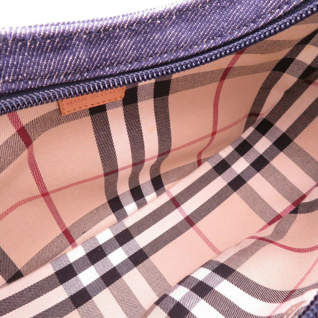 Burberry Beige Navy Denim Leather Shoulder Bag