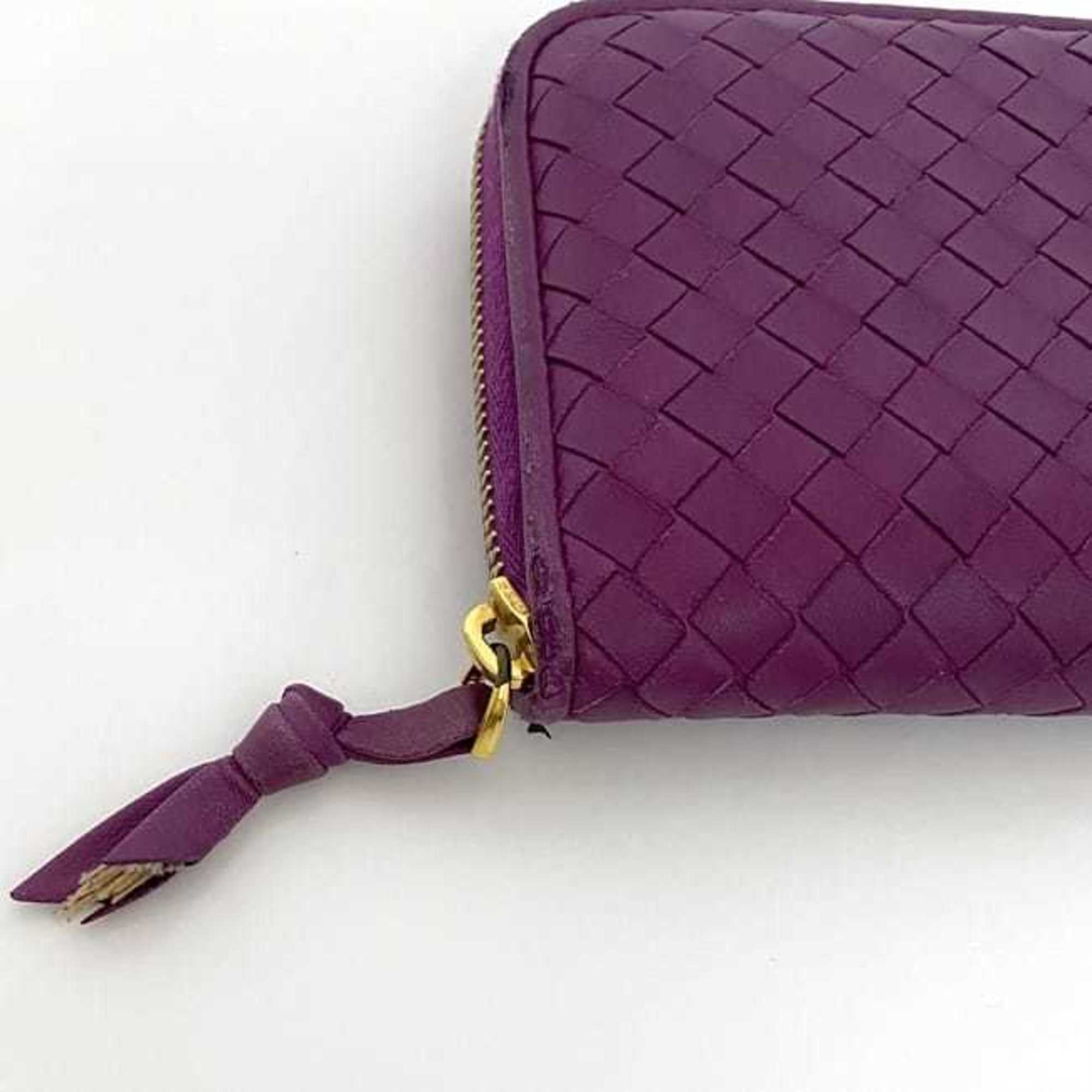 Bottega Veneta Purple Leather Long Wallet (Bi-Fold)