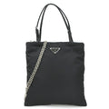 Prada Black Nylon Leather Handbag Shoulder Bag