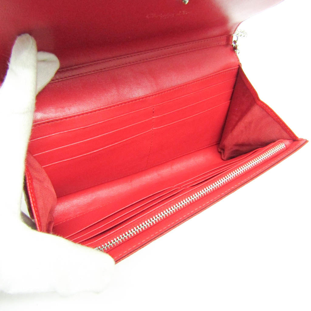 Christian Dior Red Color Leather Chain/Shoulder Wallet (Pre-Owned)