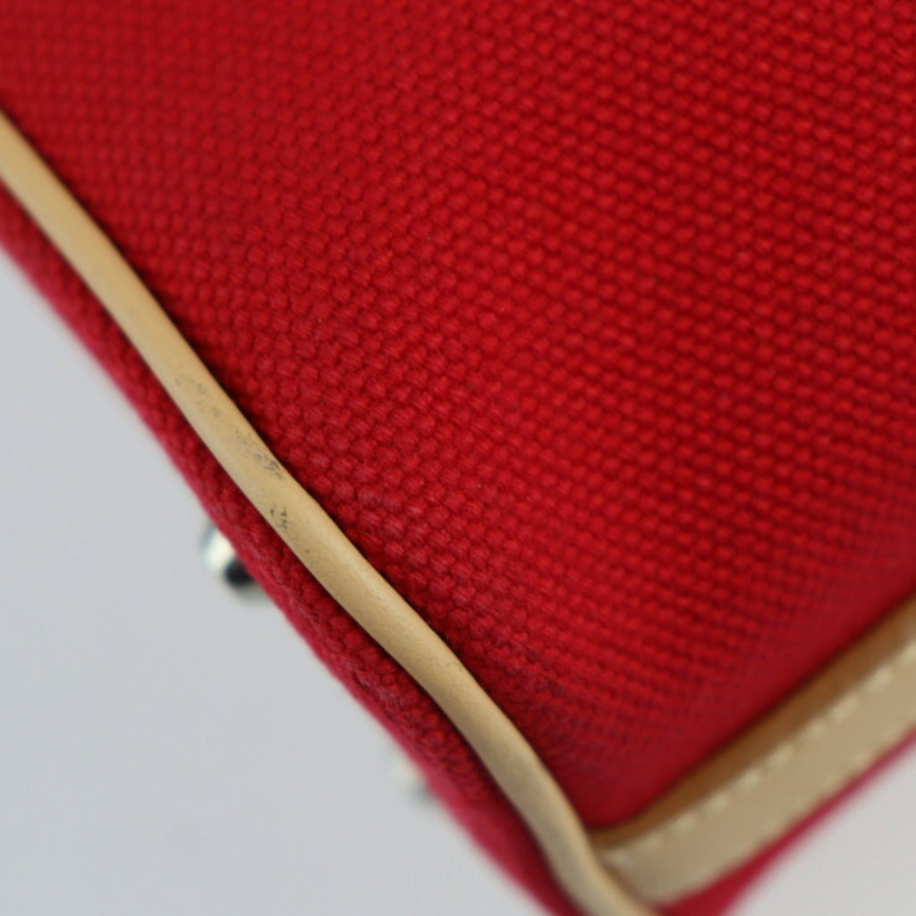 Burberry Beige Red Color Canvas Leather Handbag Shoulder Bag Tote Bag