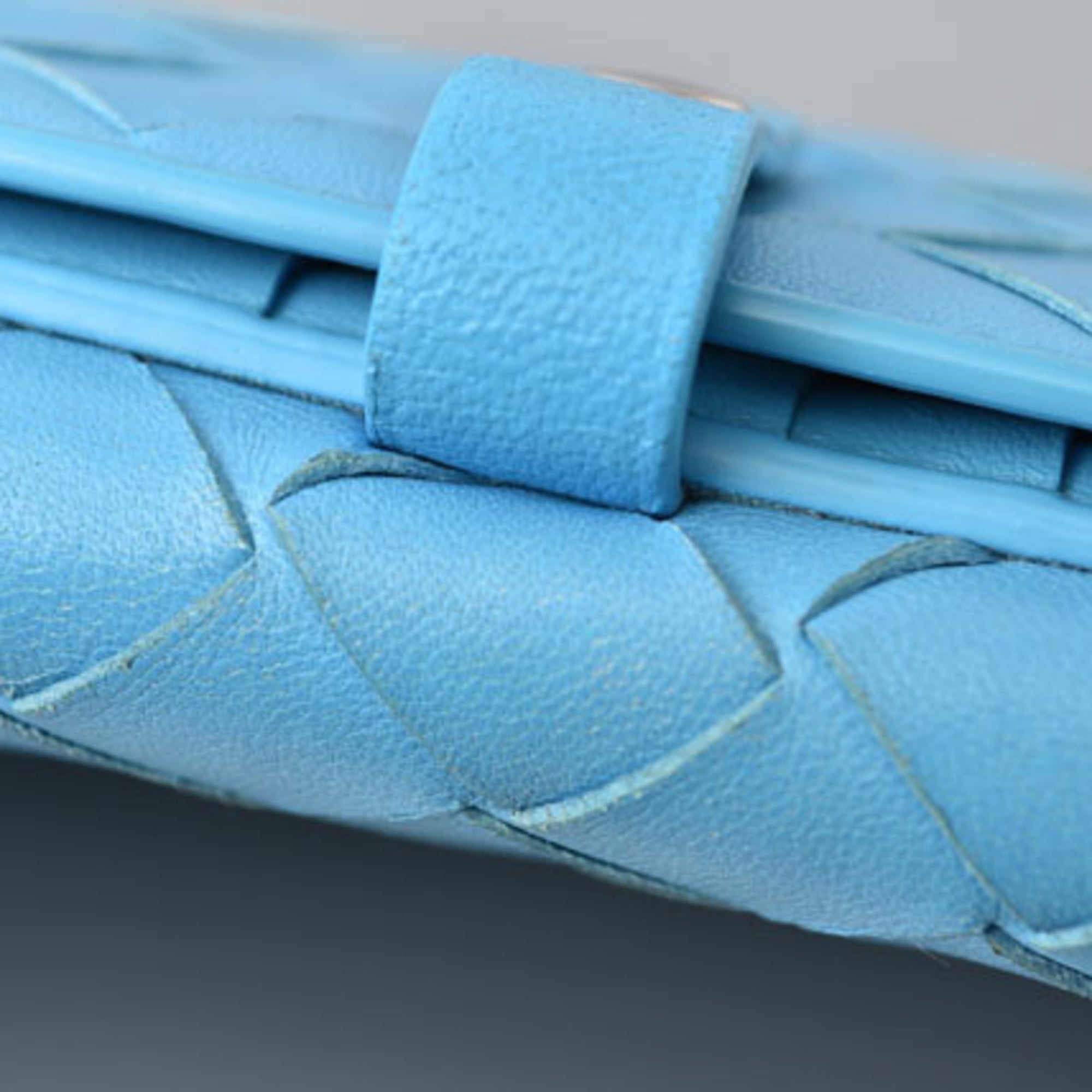 Bottega Veneta Intrecciato Light Blue Leather Long Wallet (Bi-Fold)