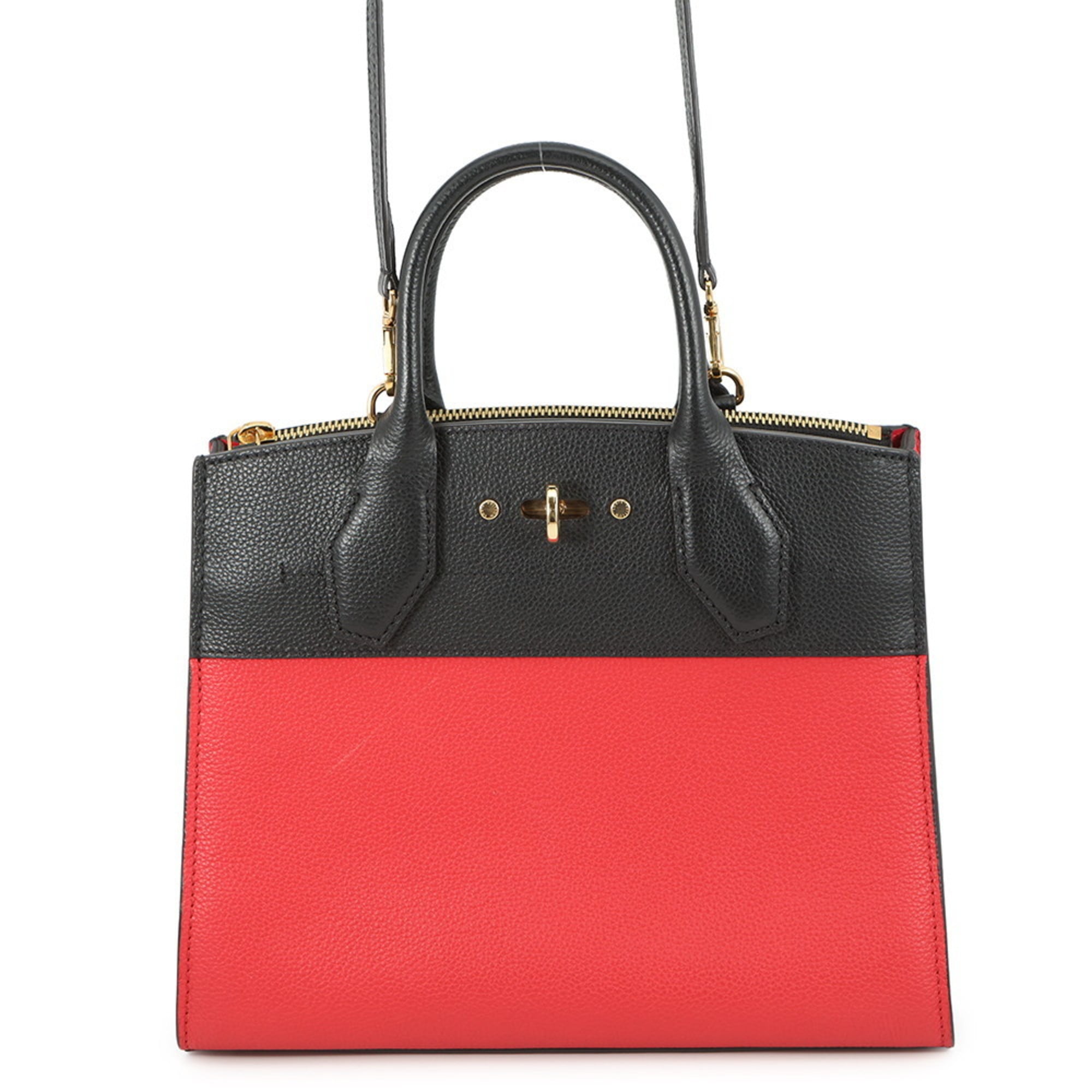 Louis Vuitton Noir Rouge Leather Handbag Shoulder Bag