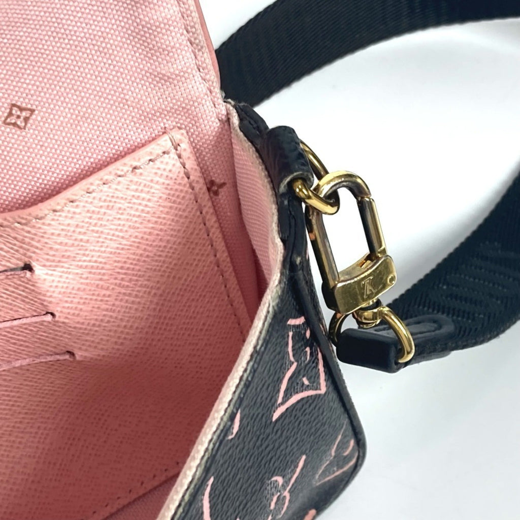 Louis Vuitton Black Pink Coated Canvas Pochette Shoulder Bag