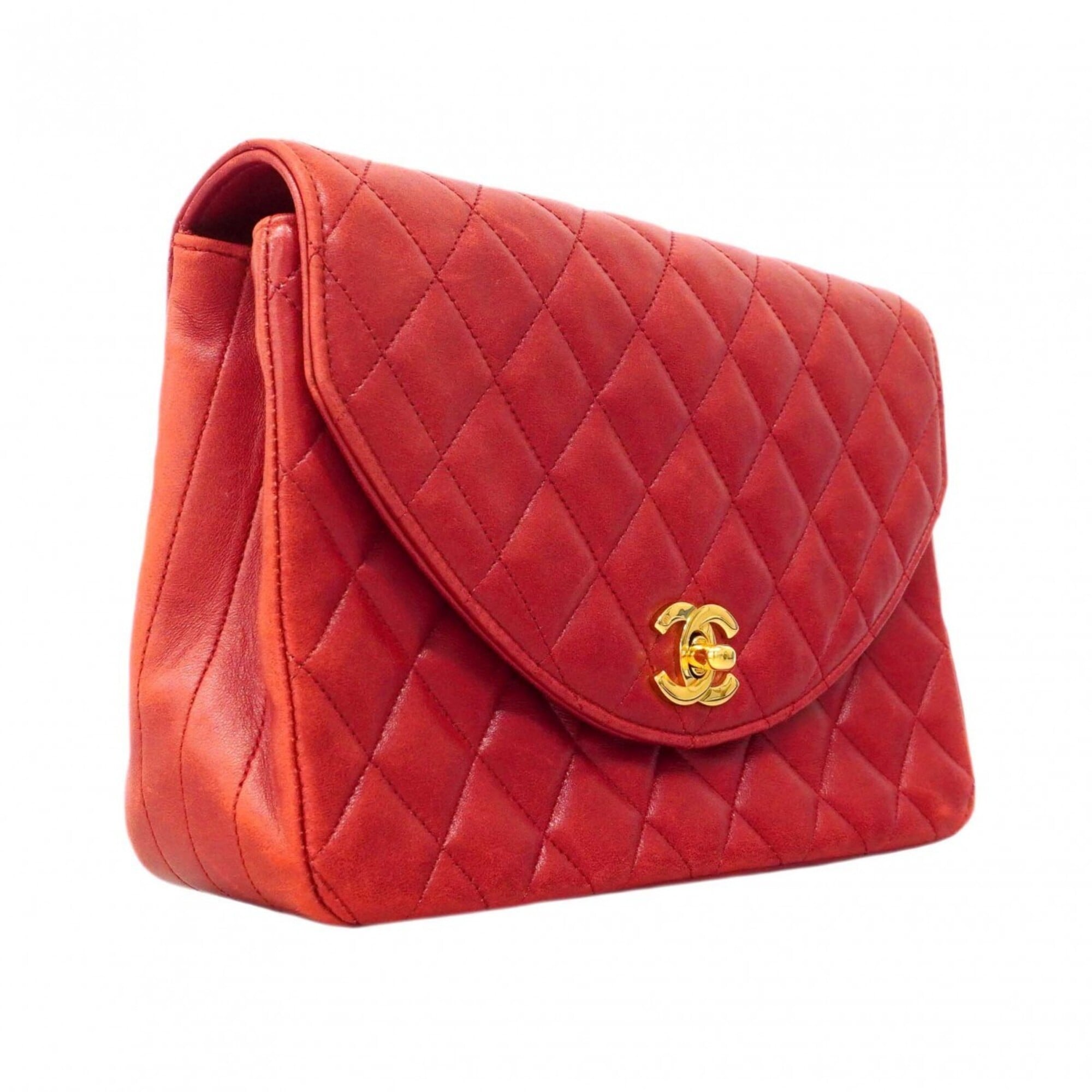 Chanel Red Color Leather Shoulder Bag