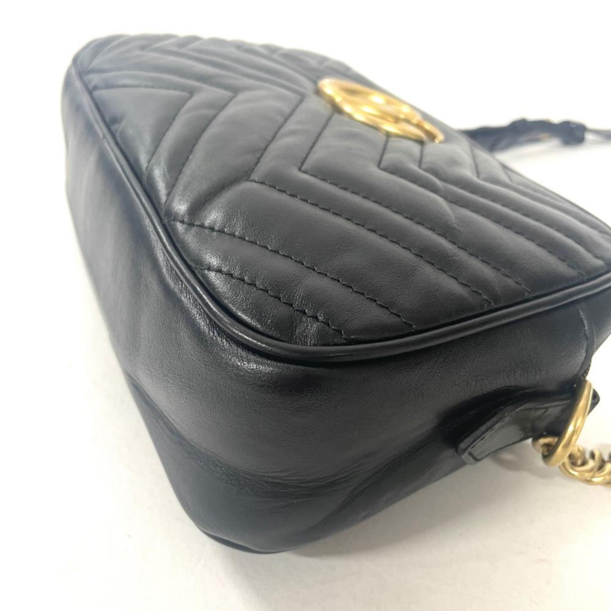 Gucci Gg Marmont Black Leather Shoulder Bag (Pre-Owned)