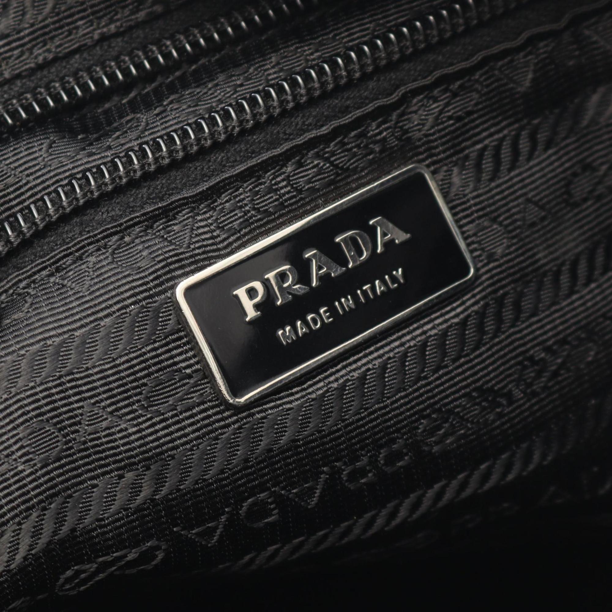 Prada Black Nylon Leather Shoulder Bag