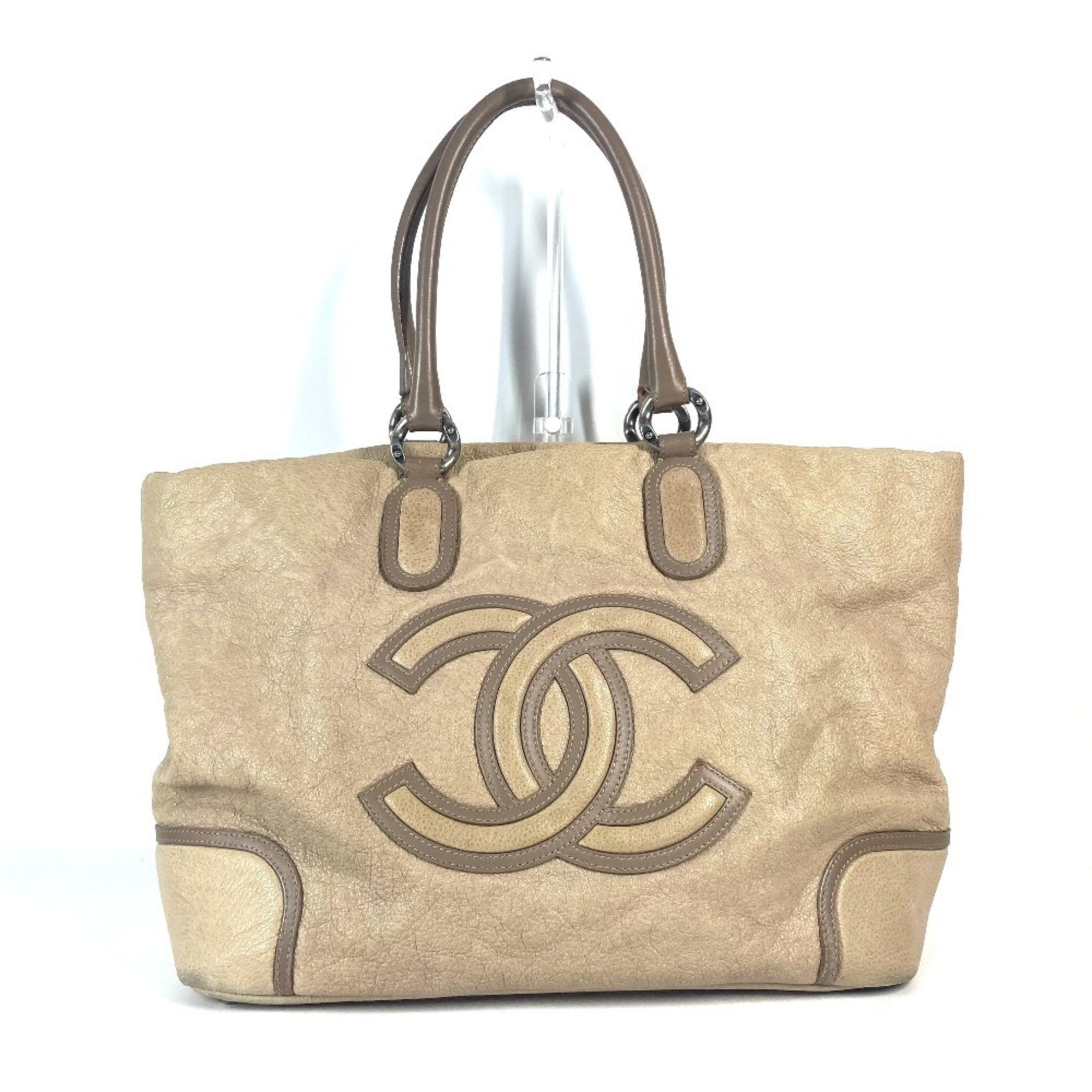 Chanel Beige Leather Shoulder Bag Tote Bag