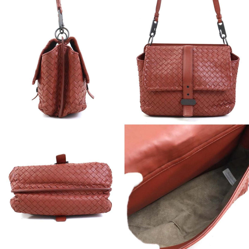 Bottega Veneta Red Brown Leather Shoulder Bag