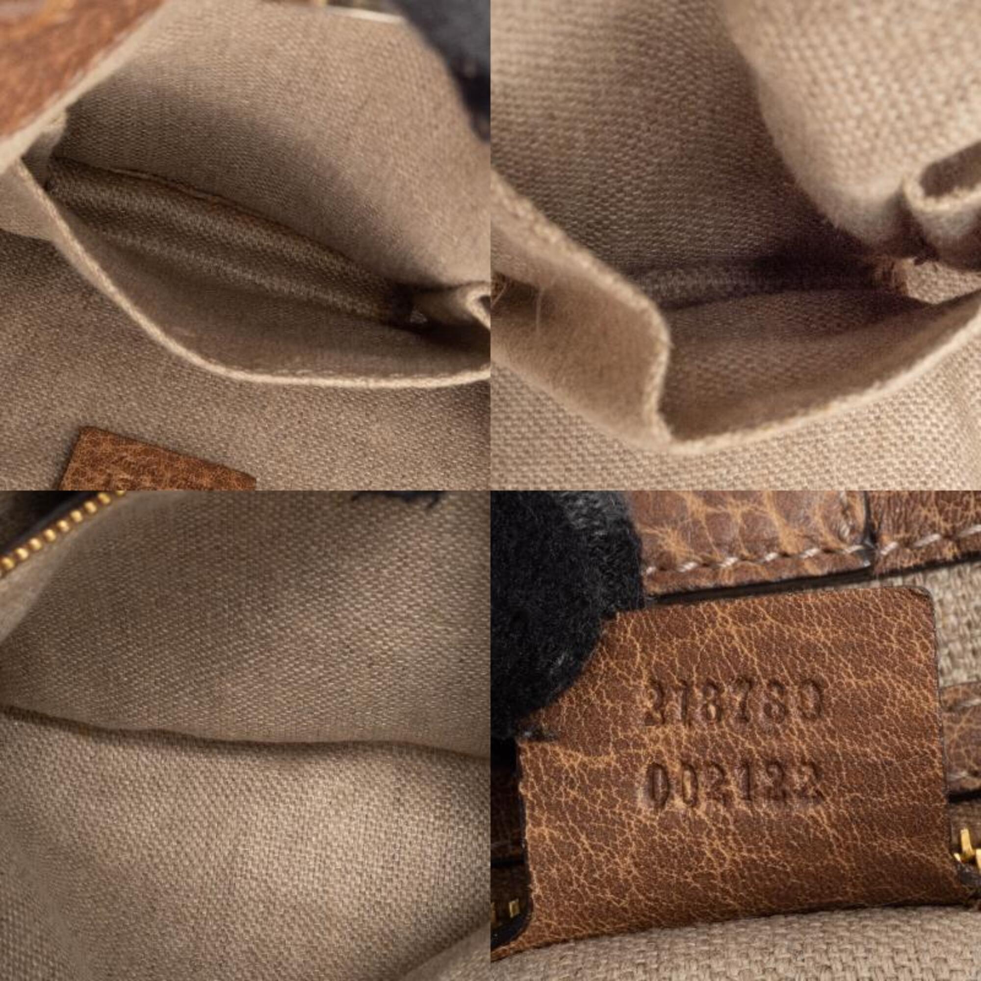 Gucci Gg Canvas Beige Brown Gg Canvas Leather Tote Bag (Pre-Owned)