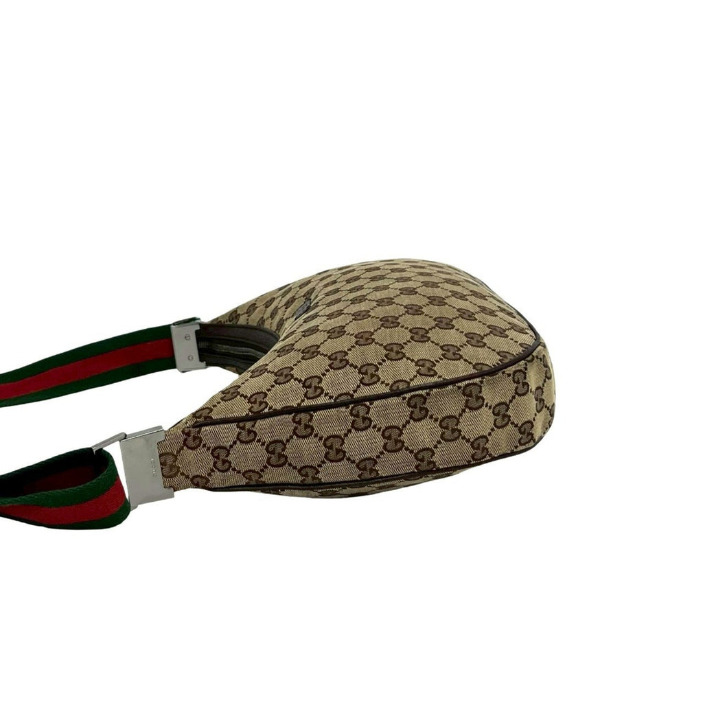 Gucci Brown Green Red Color Canvas Leather Pochette Shoulder Bag (Pre-Owned)